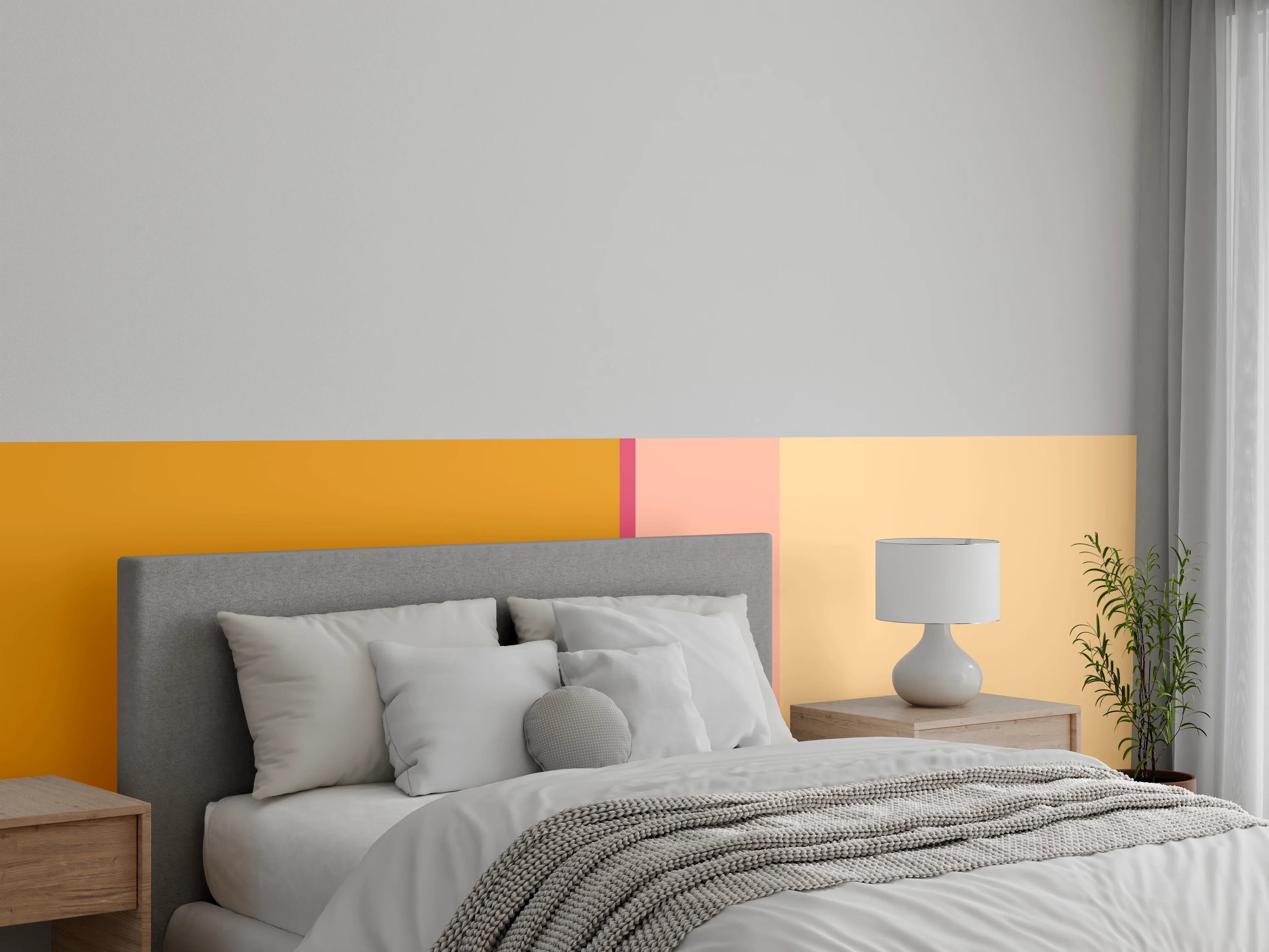 Wandverkleidung Schlafzimmer - Modernes Farbspiel Wanddekor