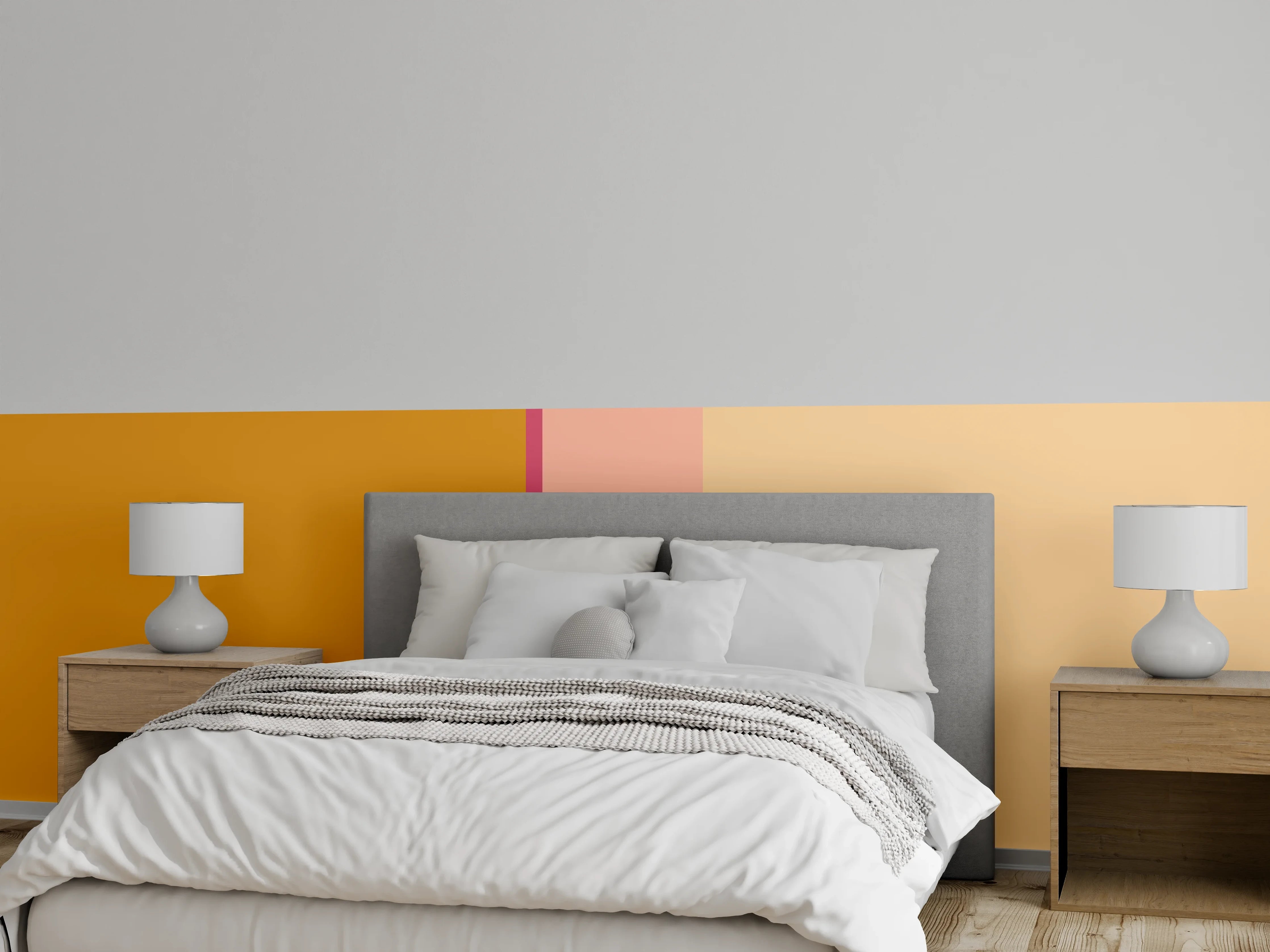 Wandverkleidung Schlafzimmer - Modernes Farbspiel Wanddekor