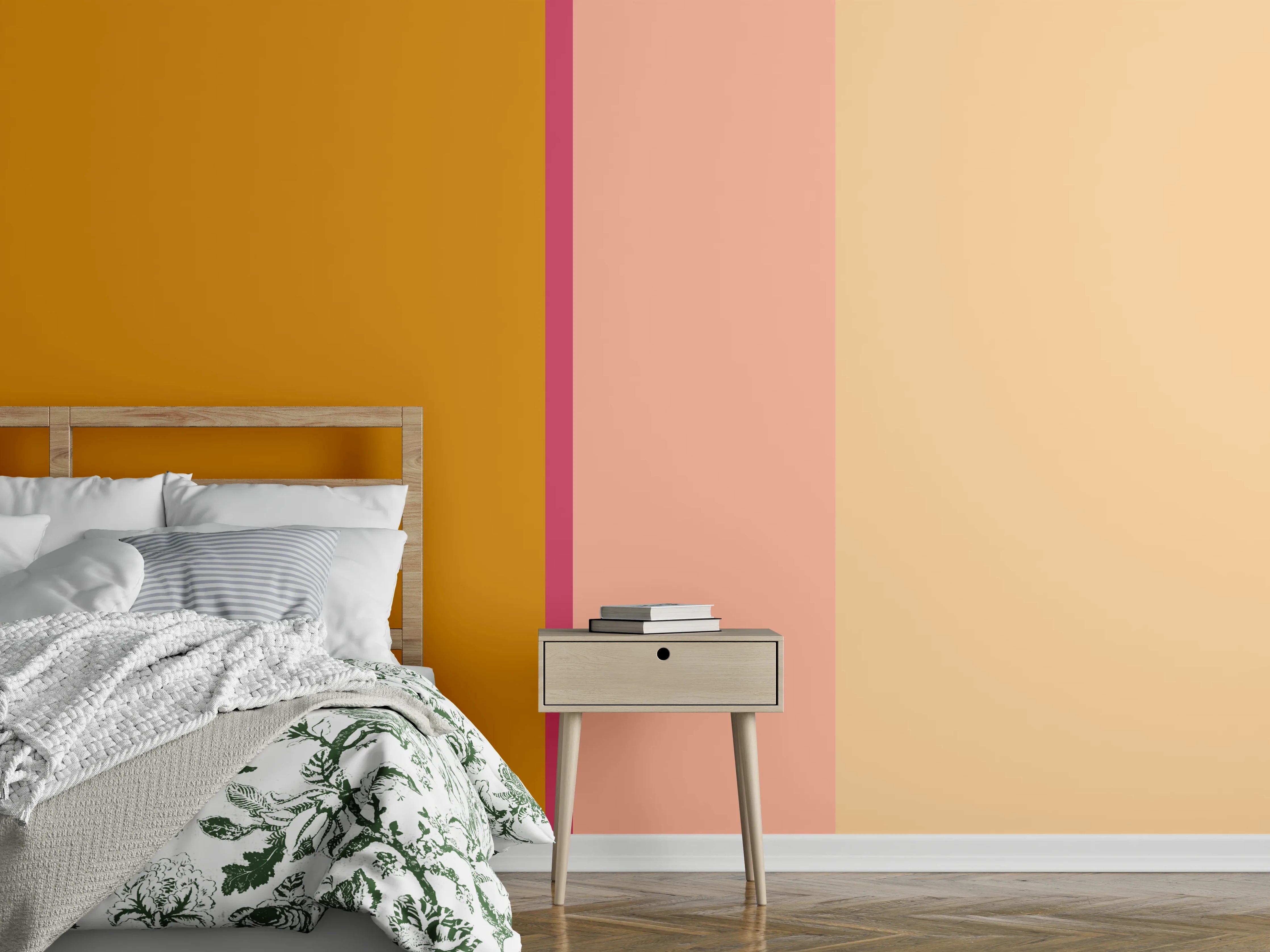 Wandverkleidung Schlafzimmer - Modernes Farbspiel Wanddekor
