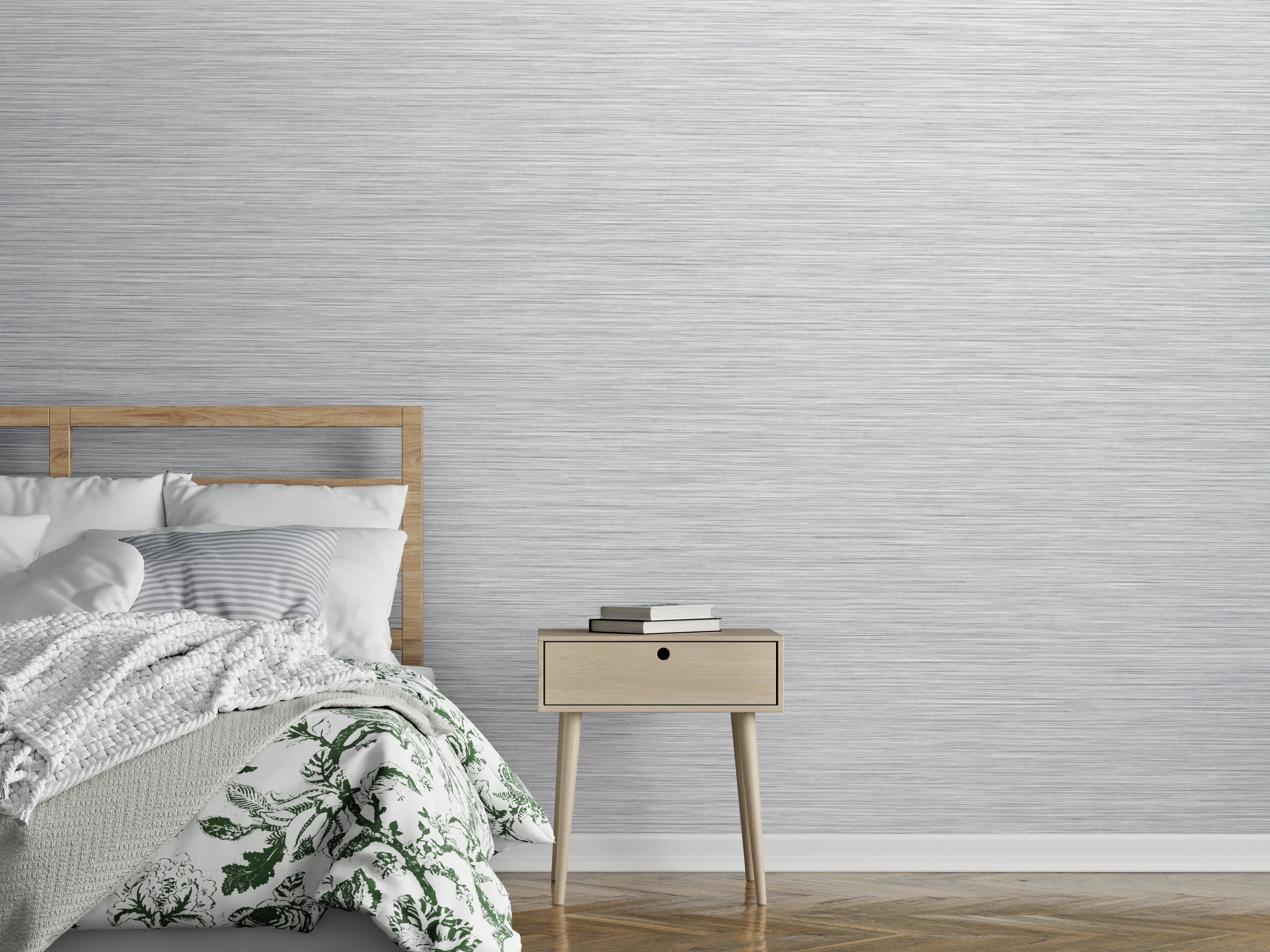 Wandverkleidung Schlafzimmer - Modernes Metall-Design in Silber-Optik
