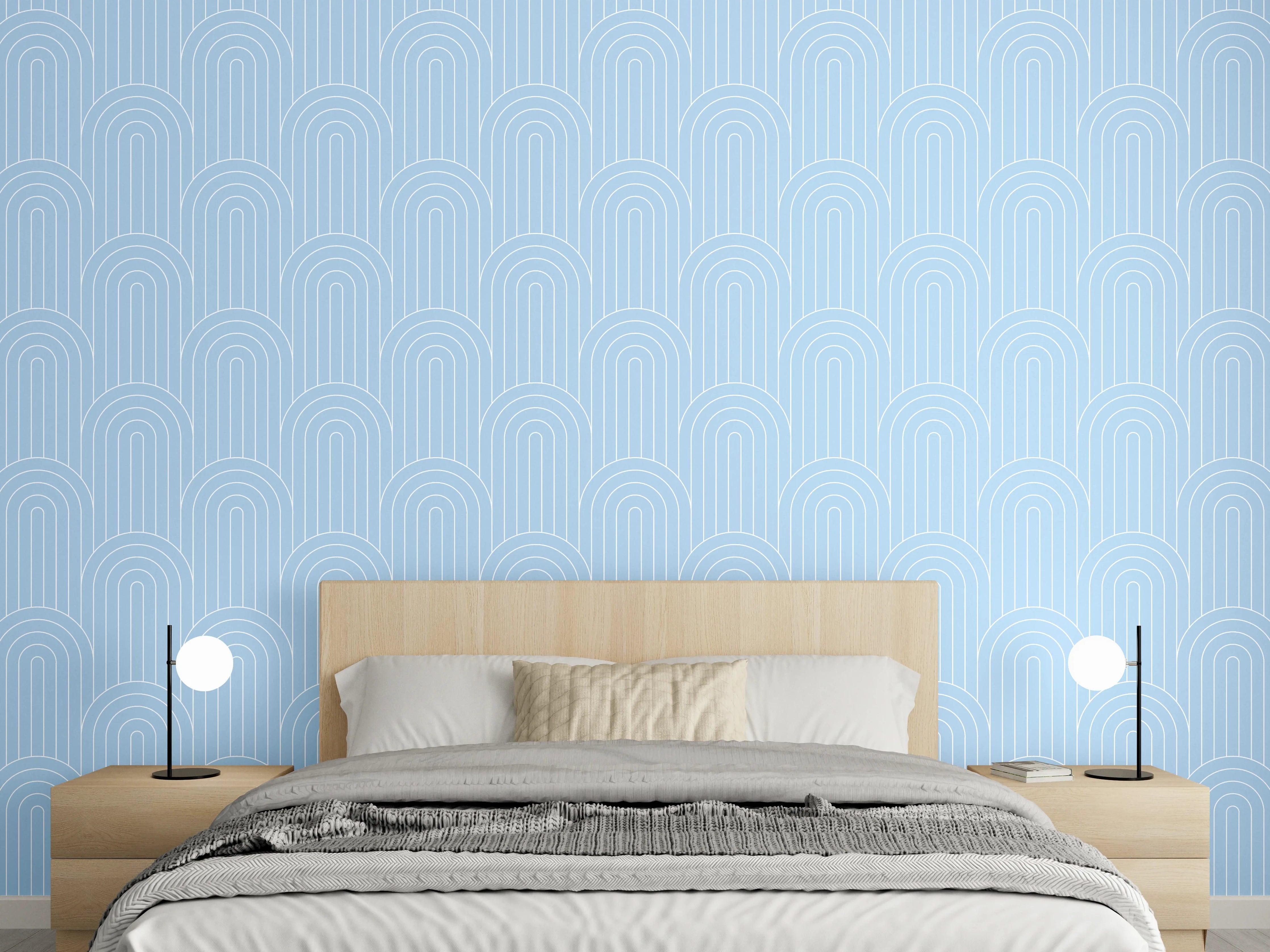 Wandverkleidung Schlafzimmer - Modernes Mint Grün Wellenmuster Tapete