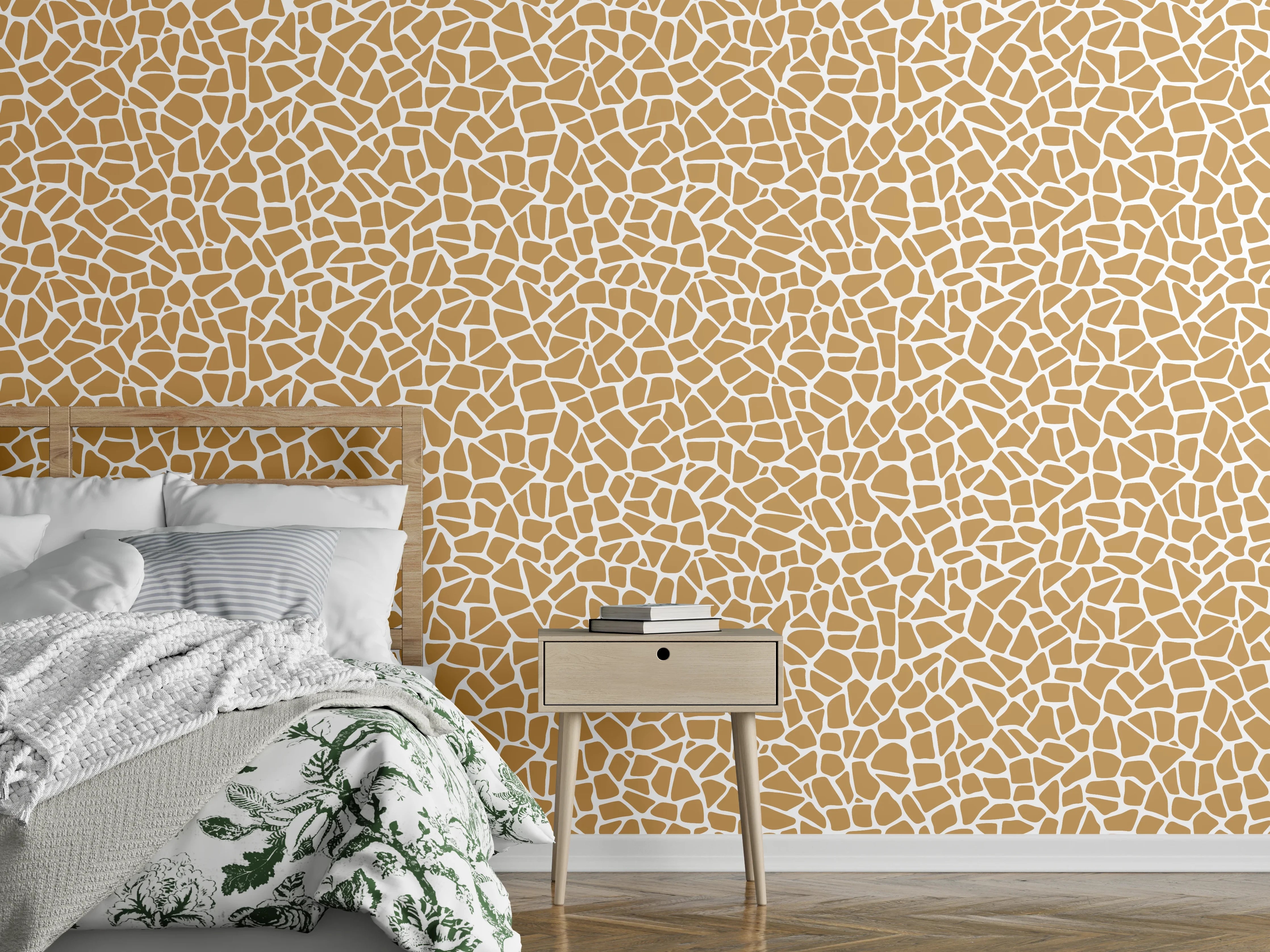 Wandverkleidung Schlafzimmer - Modernes Mosaikmuster in Beige und Weiß
