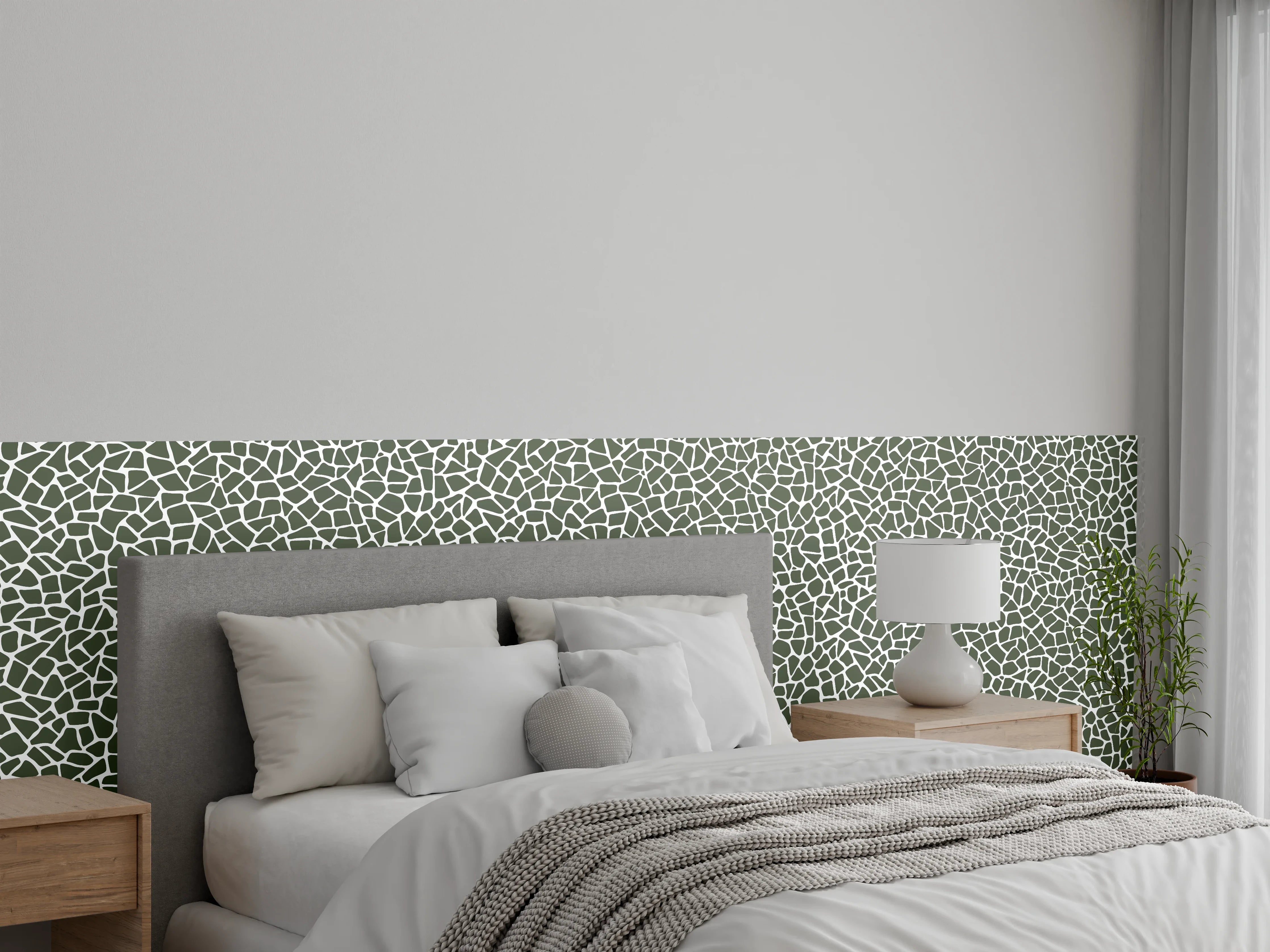 Wandverkleidung Schlafzimmer - Modernes Mosaikmuster in Grau-Weiß