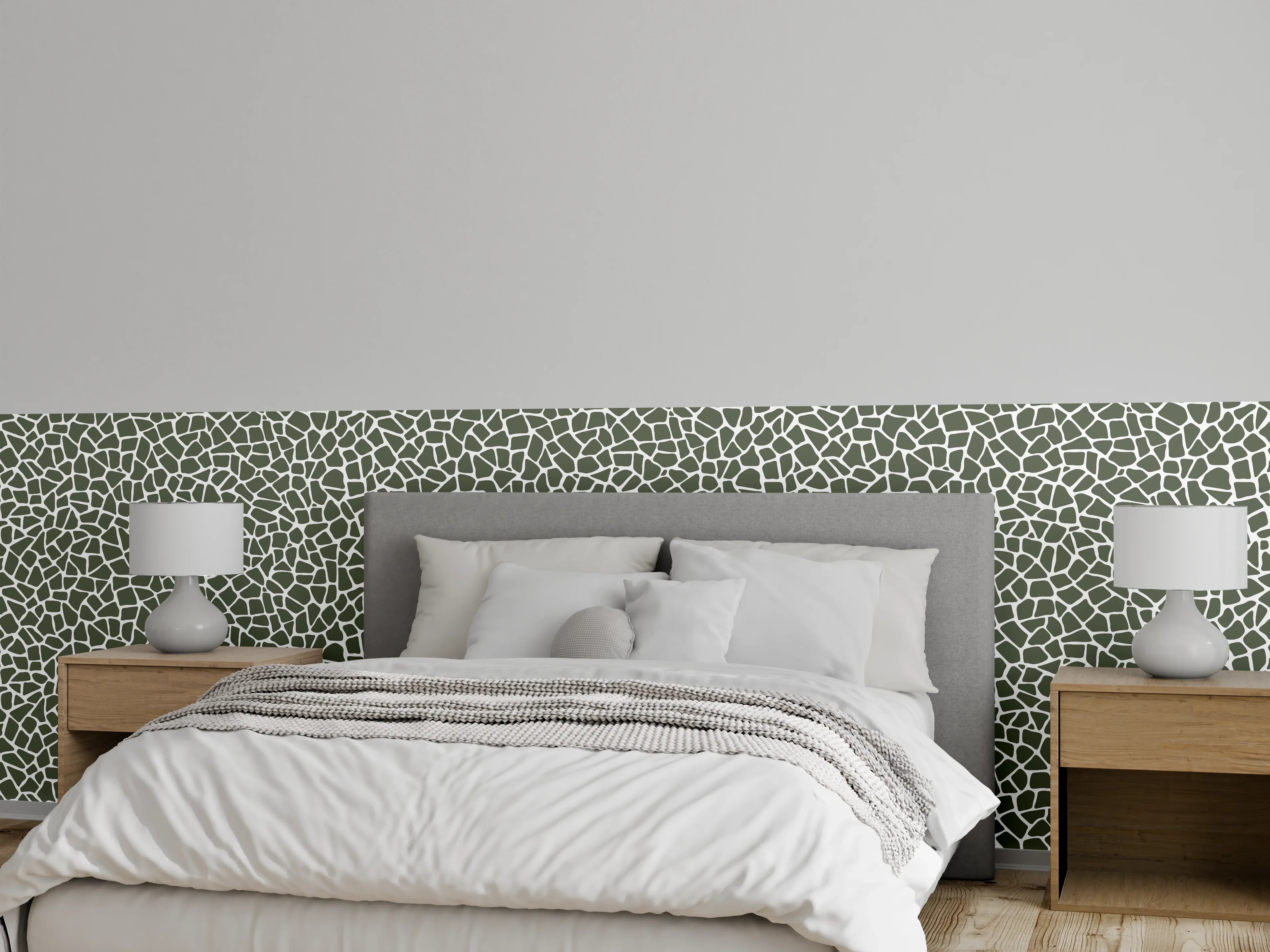 Wandverkleidung Schlafzimmer - Modernes Mosaikmuster in Grau-Weiß