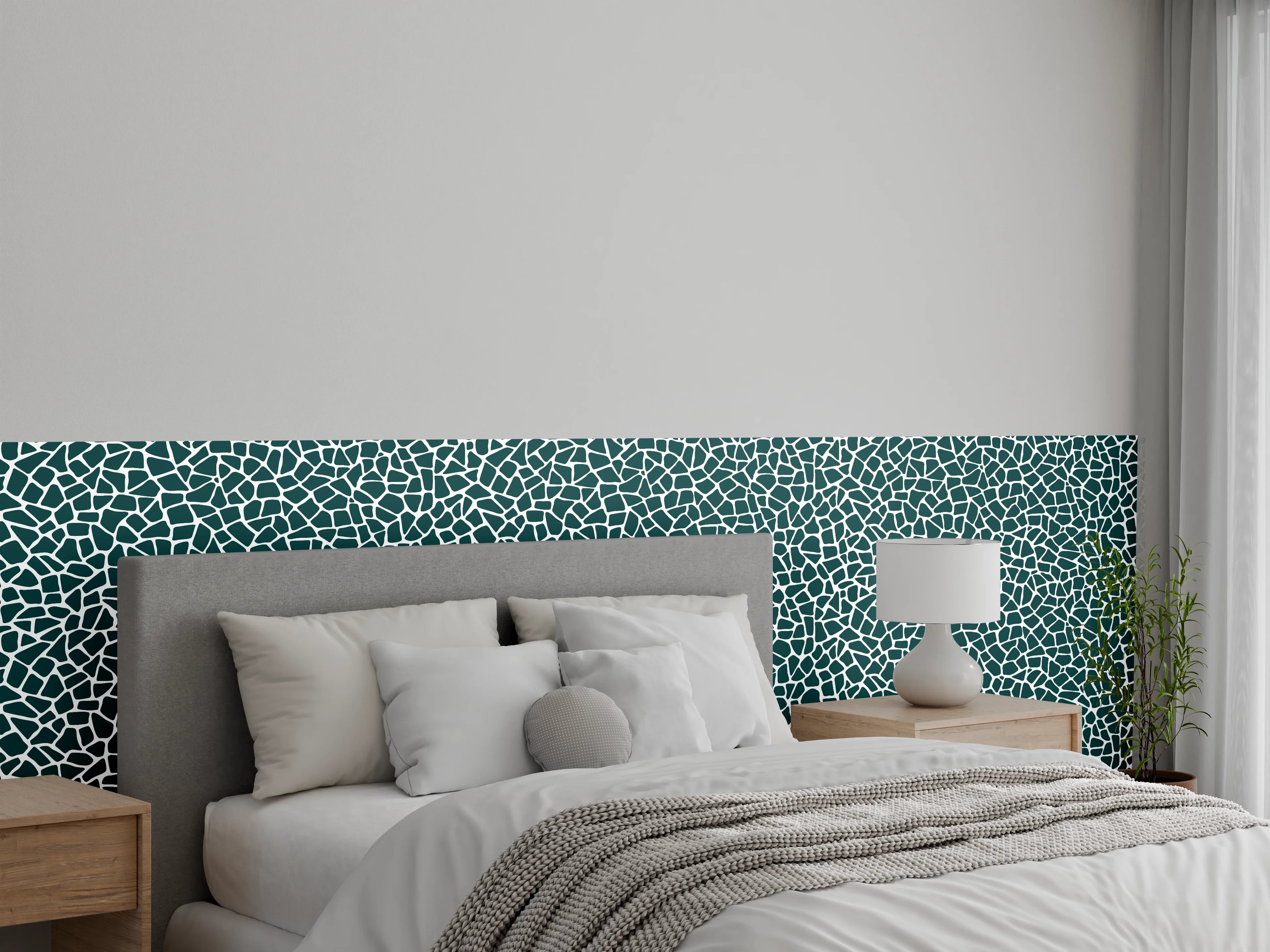 Wandverkleidung Schlafzimmer - Modernes Mosaikmuster in Grün und Weiß
