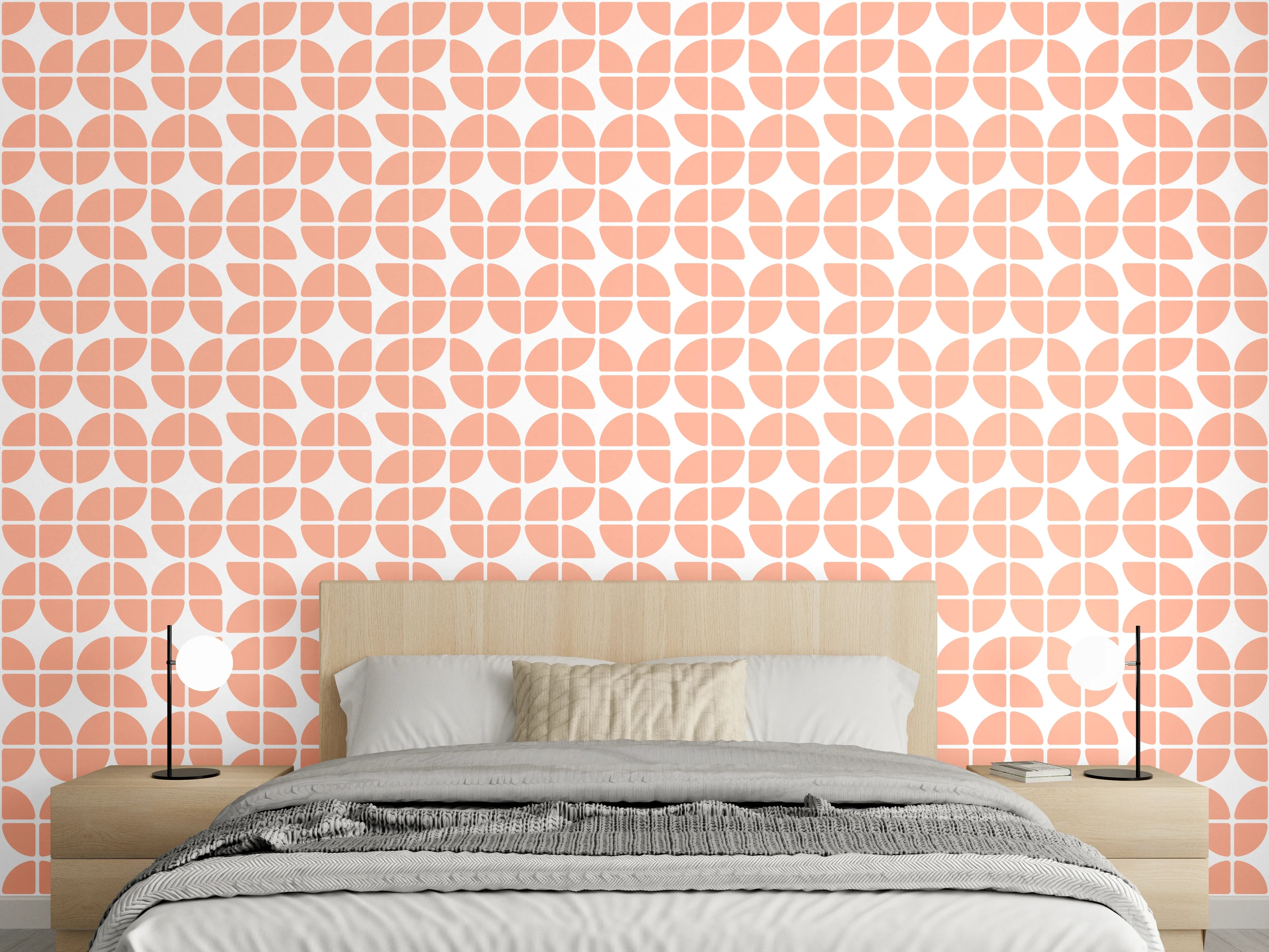 Wandverkleidung Schlafzimmer - Modernes Muster in Terrakotta-Orange