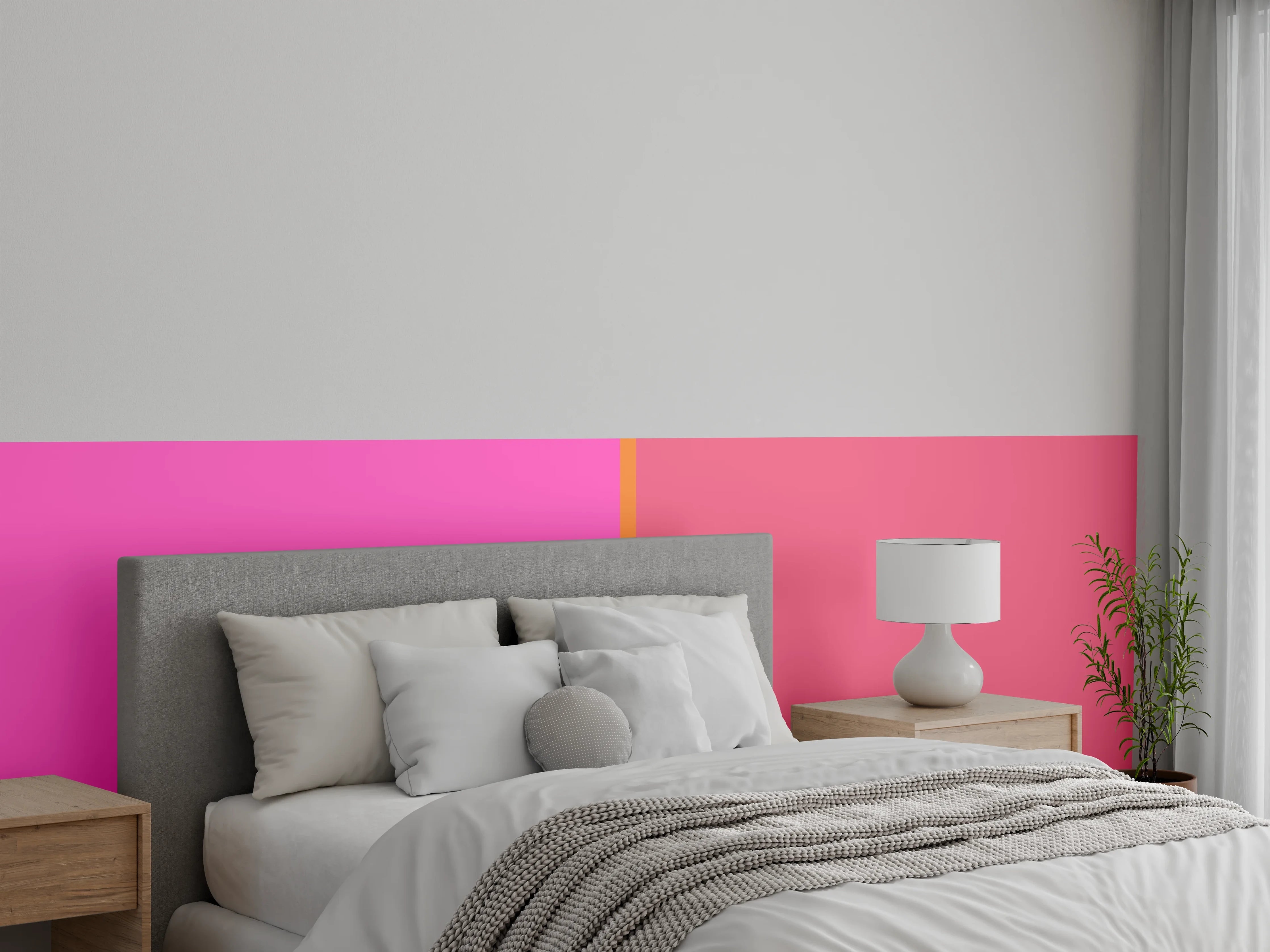 Wandverkleidung Schlafzimmer - Modernes Rosa Farbblock Design