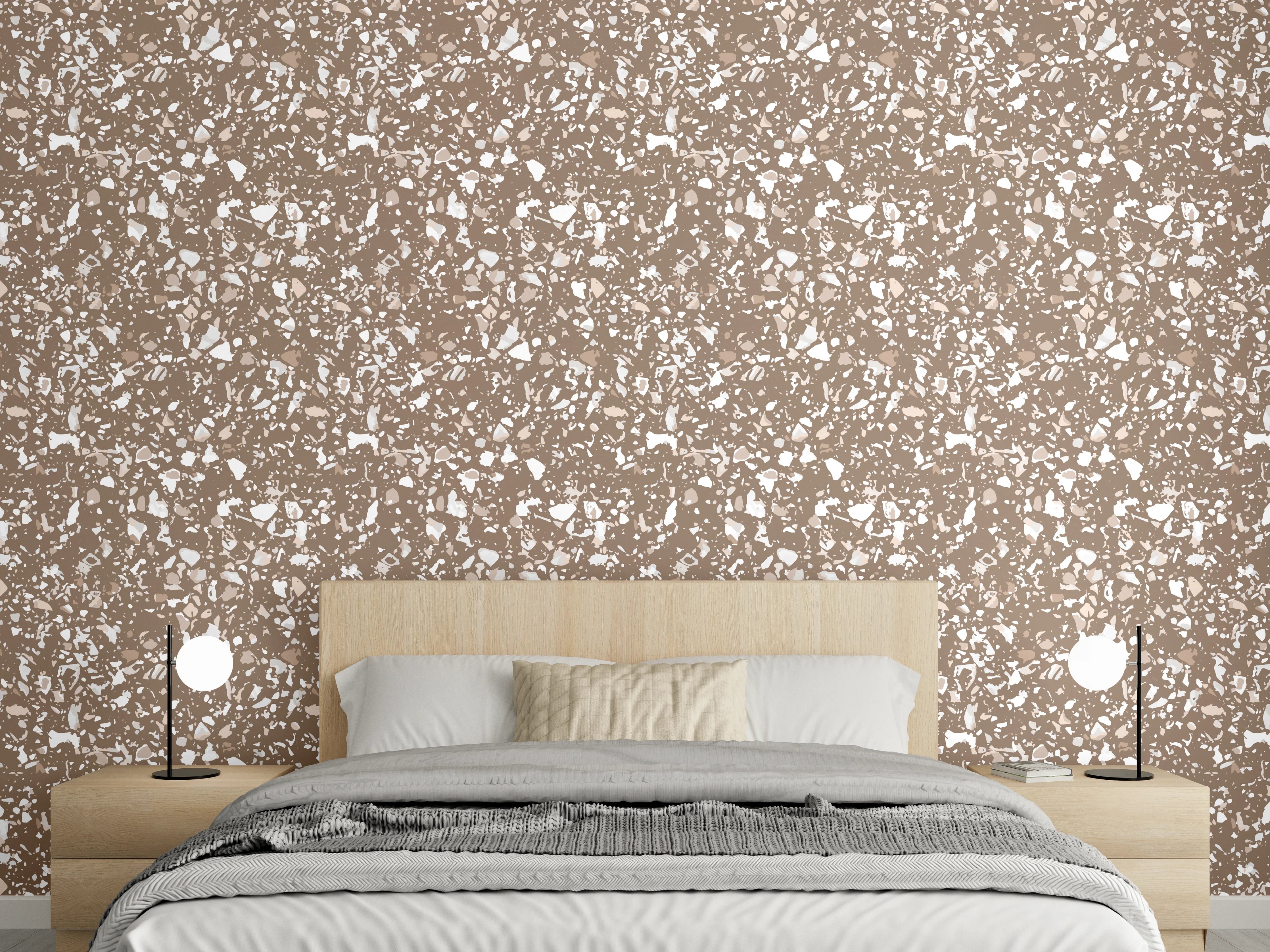 Wandverkleidung Schlafzimmer - Modernes Stein-Mosaik Braun Weiß