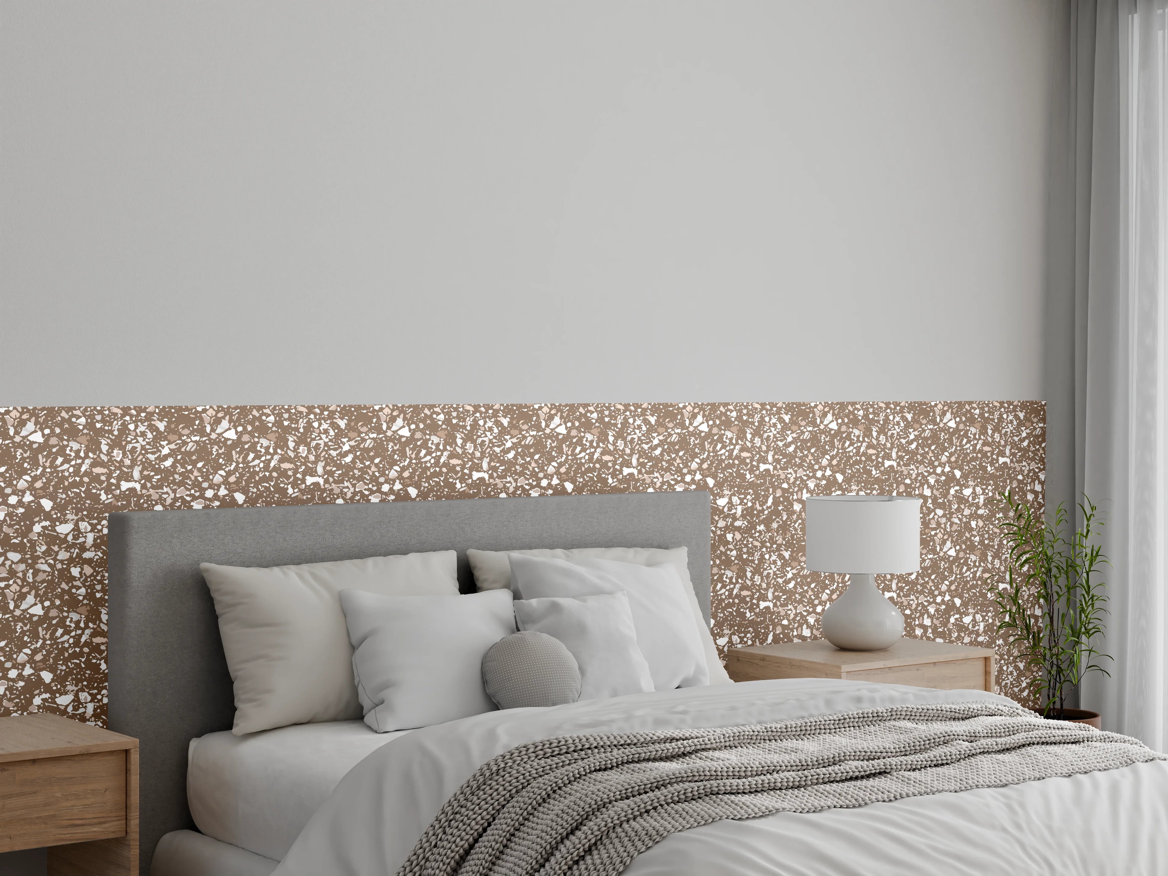 Wandverkleidung Schlafzimmer - Modernes Stein-Mosaik Braun Weiß