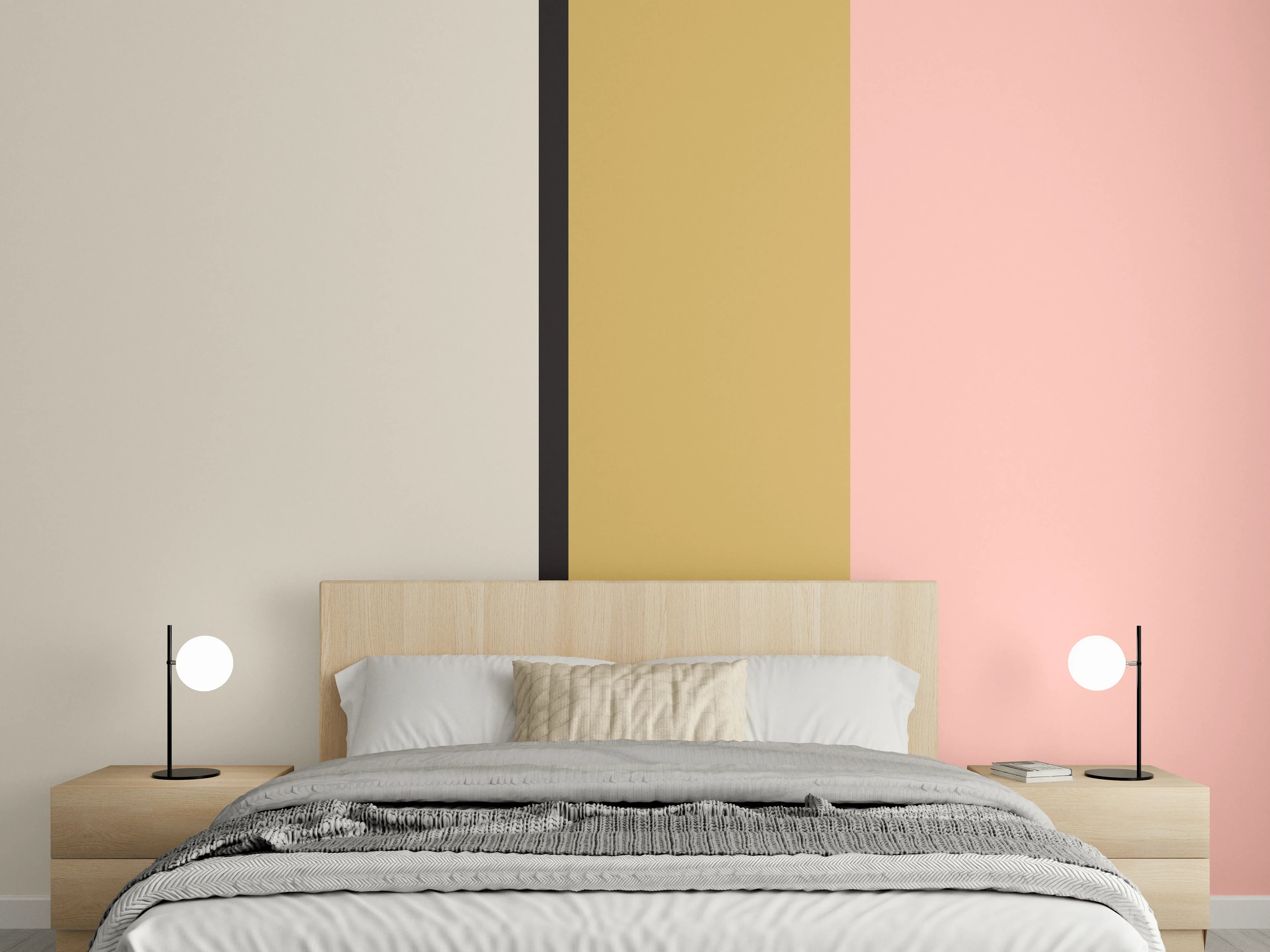 Wandverkleidung Schlafzimmer - Modernes Streifen-Design in sanften Farbtönen