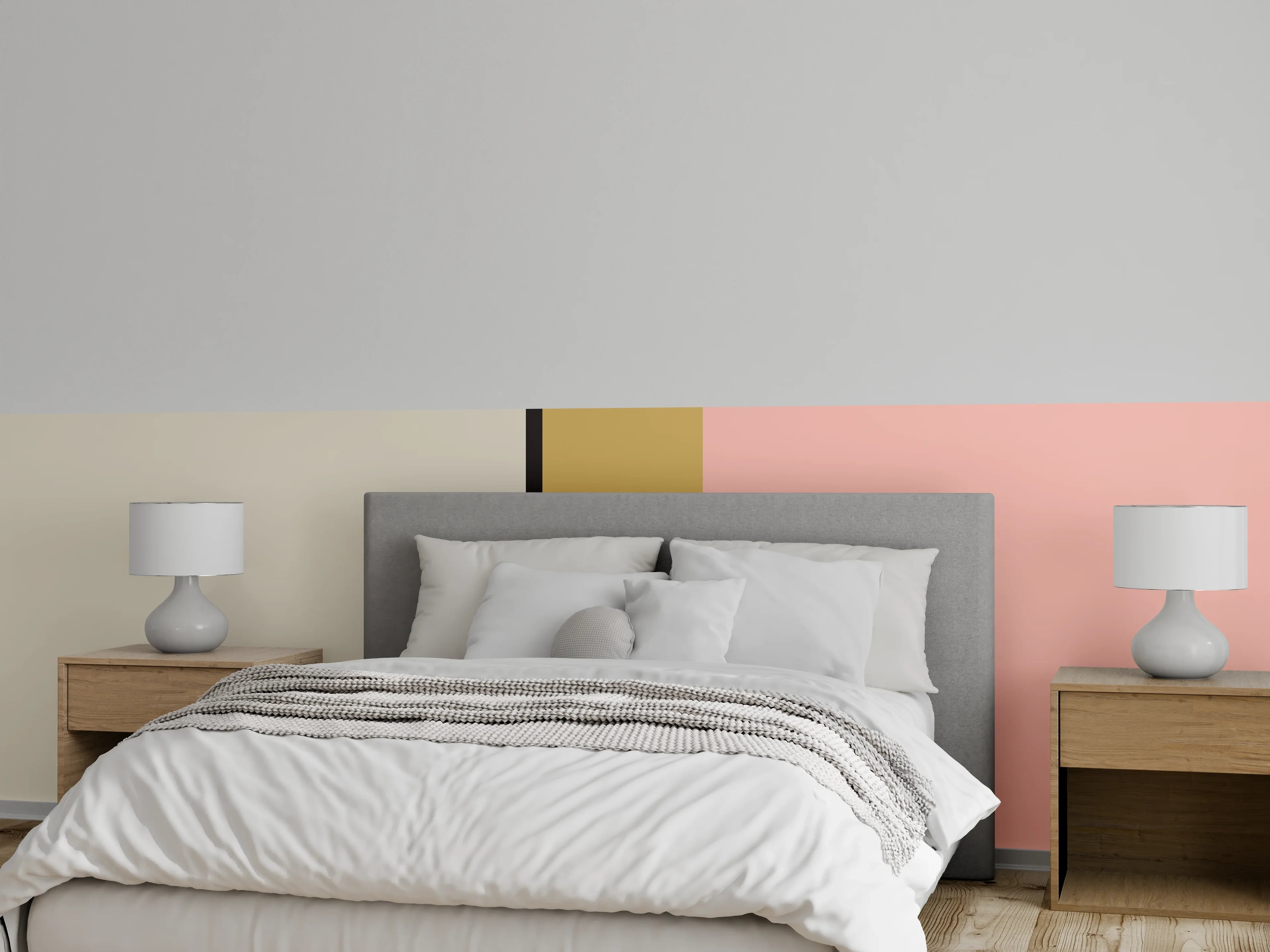 Wandverkleidung Schlafzimmer - Modernes Streifen-Design in sanften Farbtönen