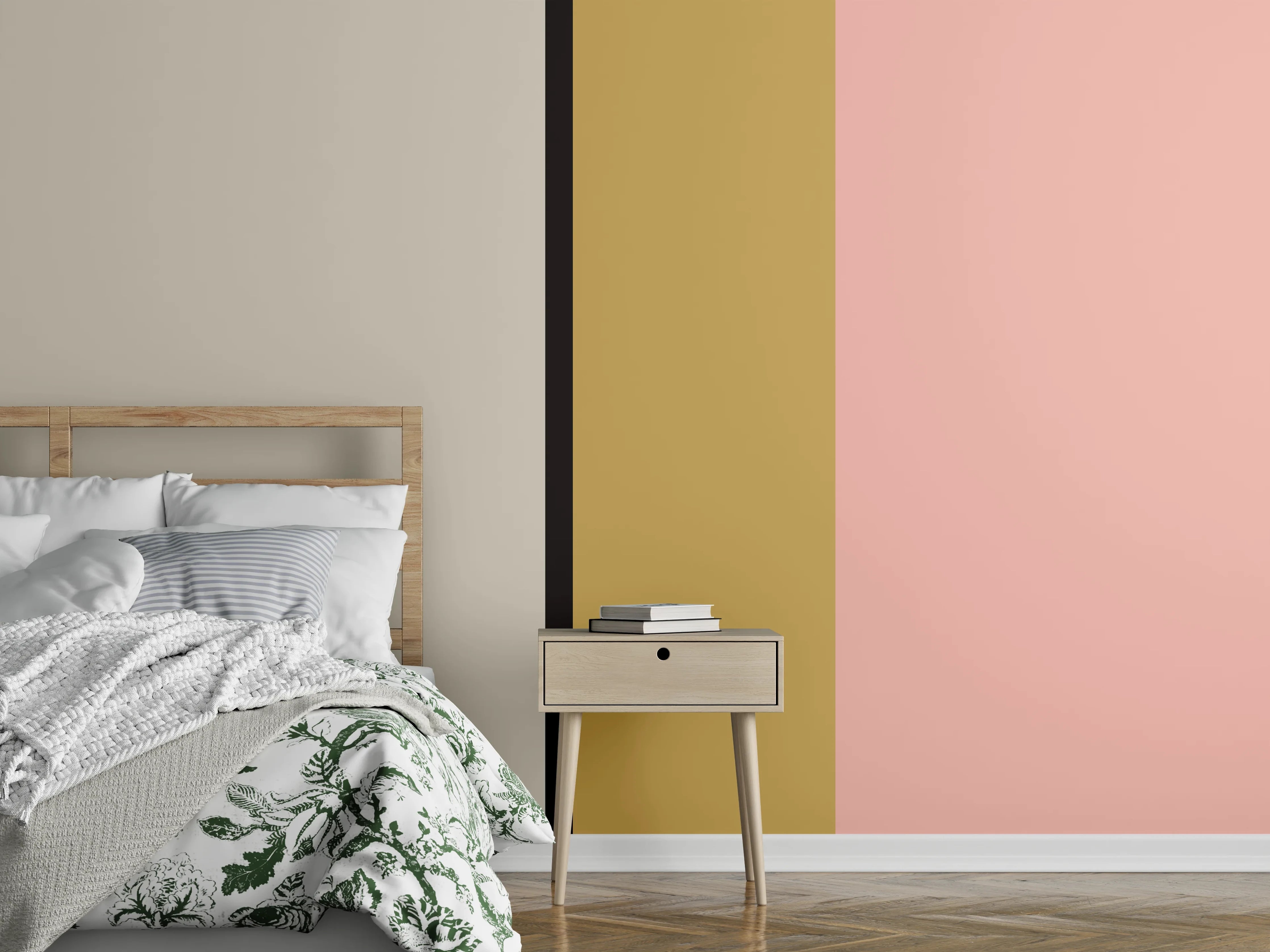 Wandverkleidung Schlafzimmer - Modernes Streifen-Design in sanften Farbtönen