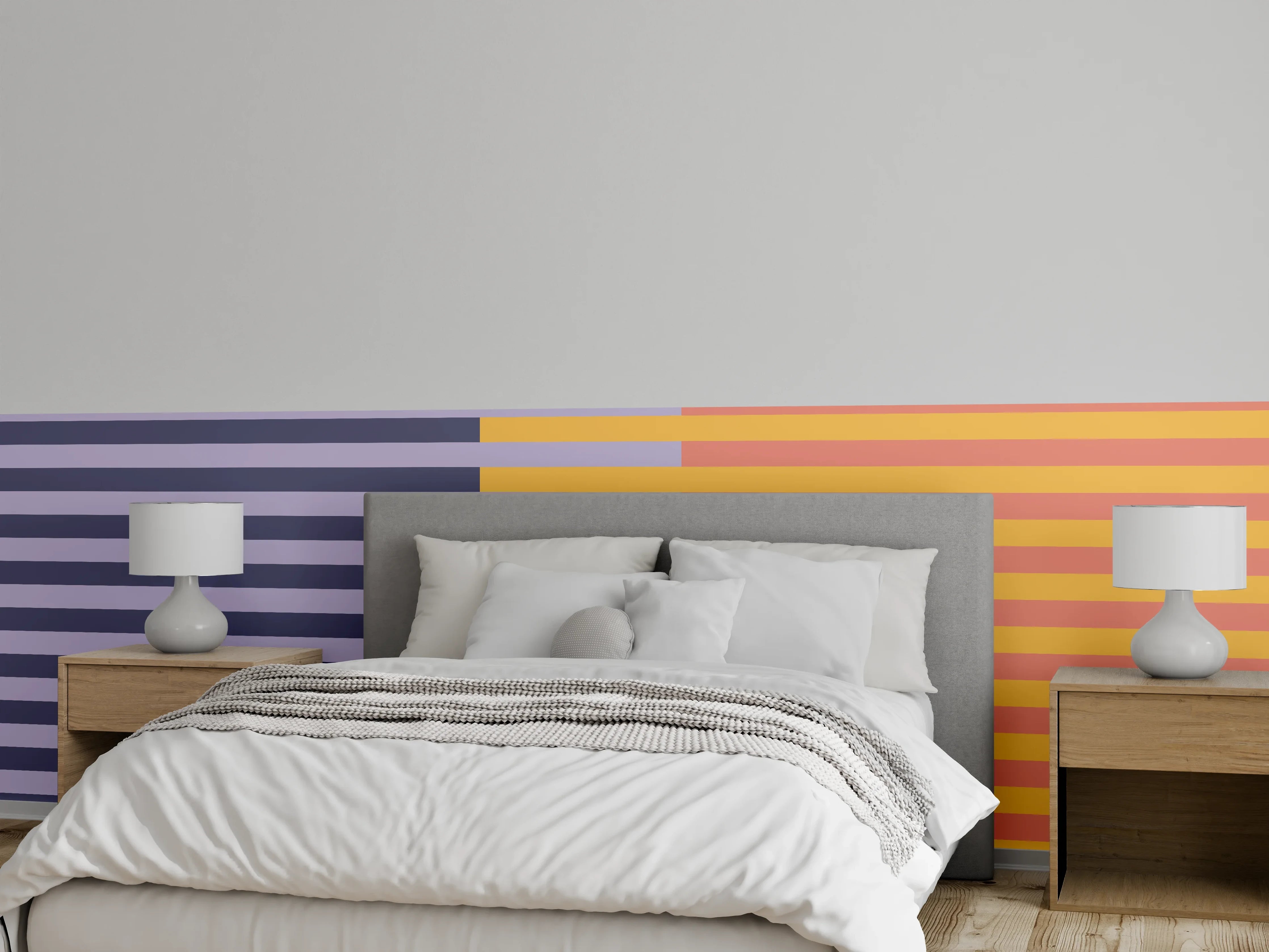 Wandverkleidung Schlafzimmer - Modernes Streifenmuster Pastellfarben