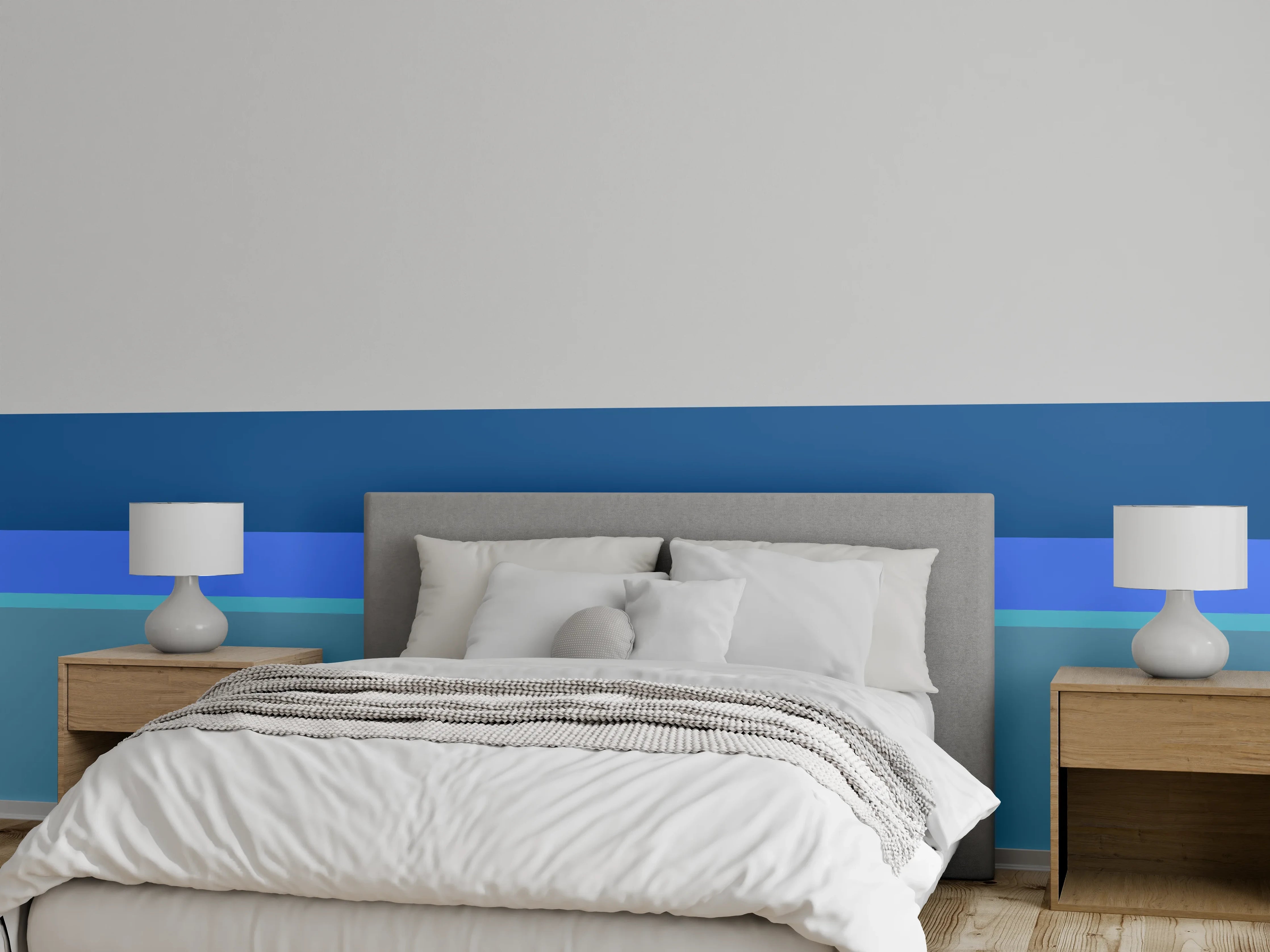 Wandverkleidung Schlafzimmer - Modernes Wandbild Blautöne minimalistisch