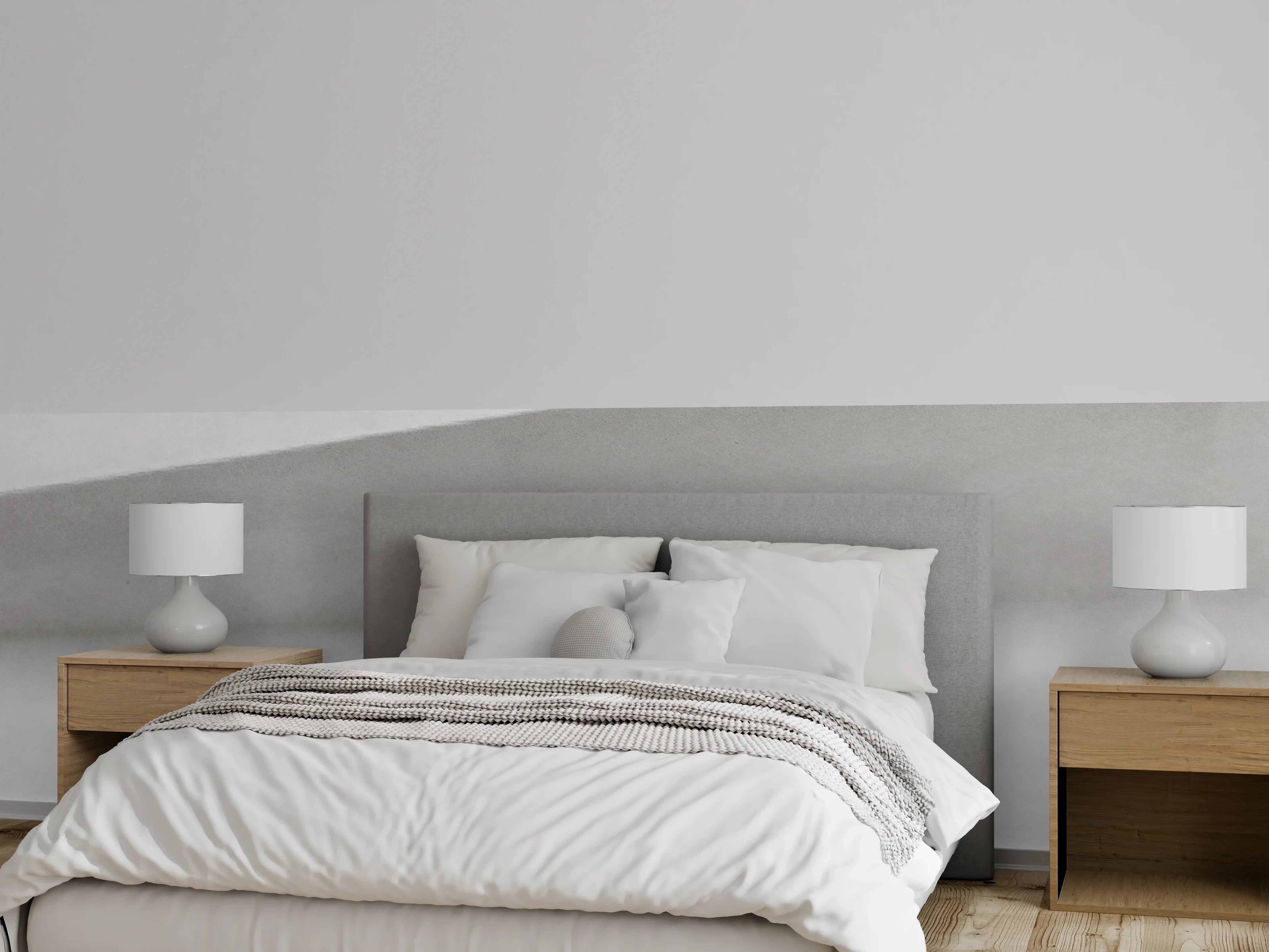 Wandverkleidung Schlafzimmer - Modernes Weiß-Grau Faltspiel Design