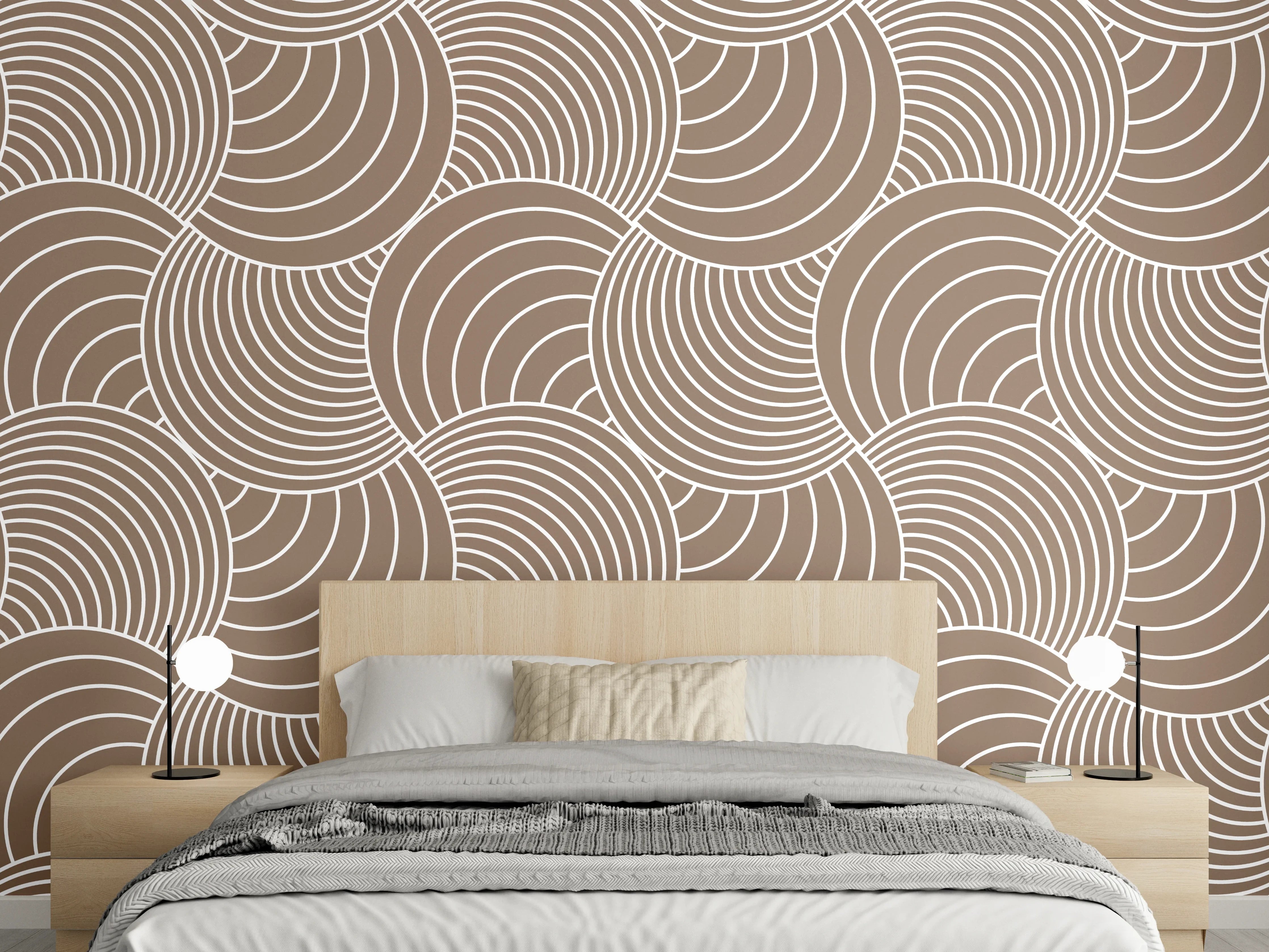 Wandverkleidung Schlafzimmer - Modernes Wellenmuster Beige Wanddekor