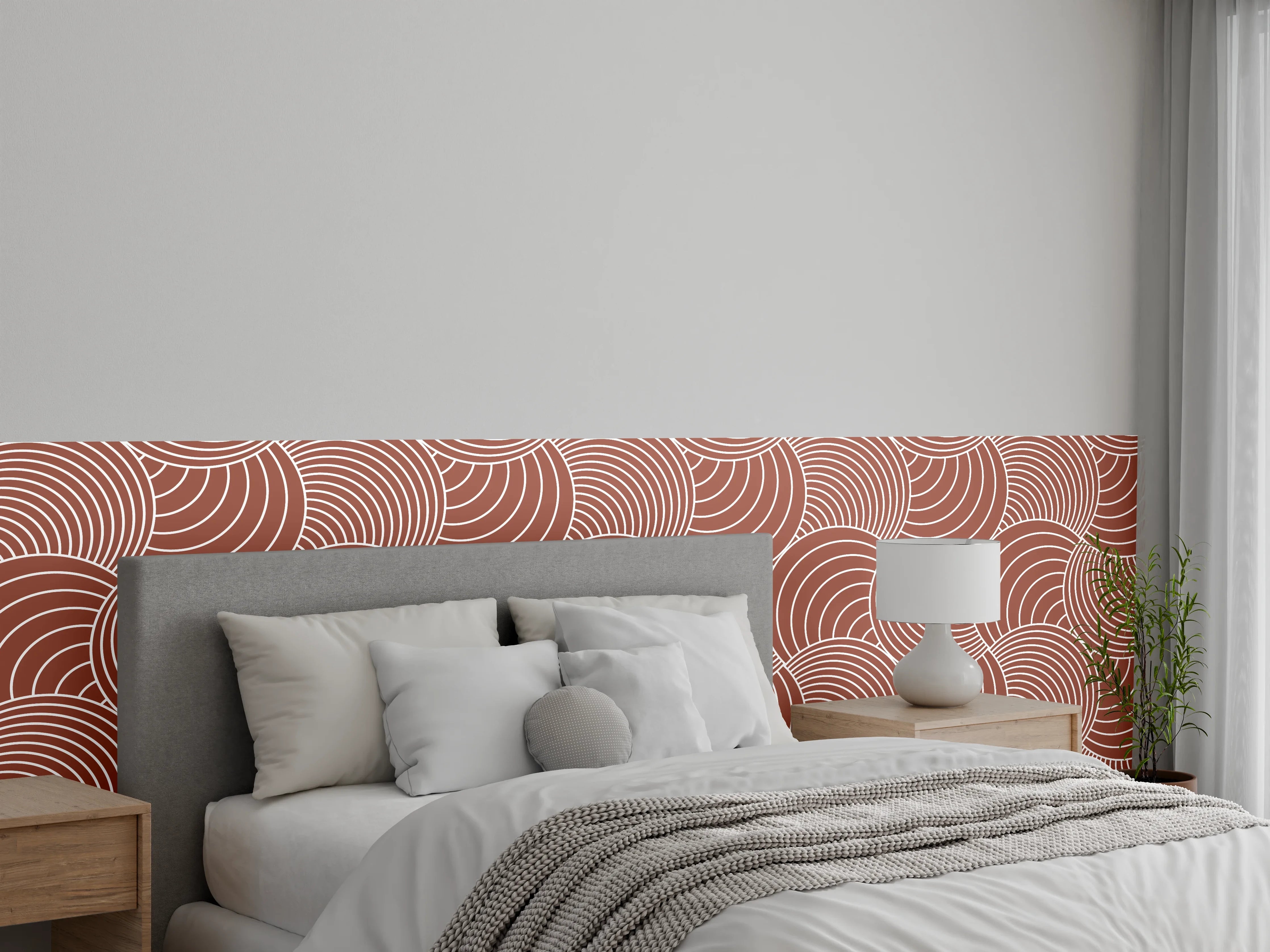 Wandverkleidung Schlafzimmer - Modernes Wellenmuster in Terrakotta