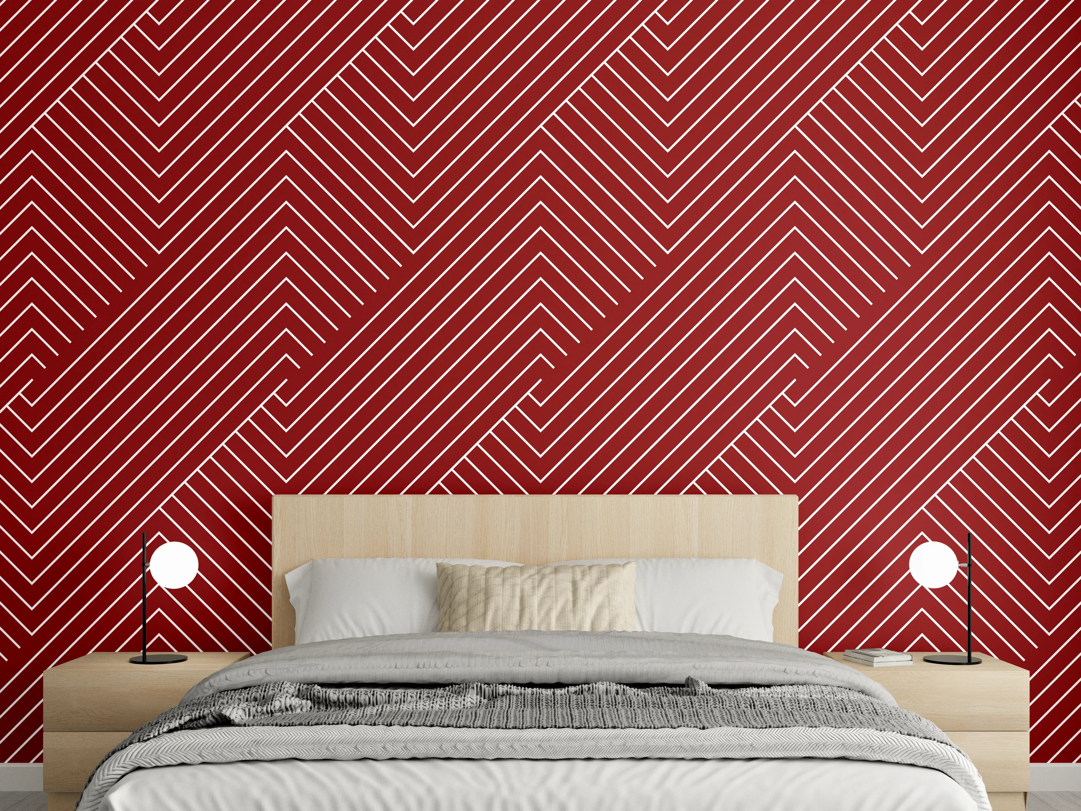 Wandverkleidung Schlafzimmer - Modernes Zickzack-Muster Wanddekor Rot