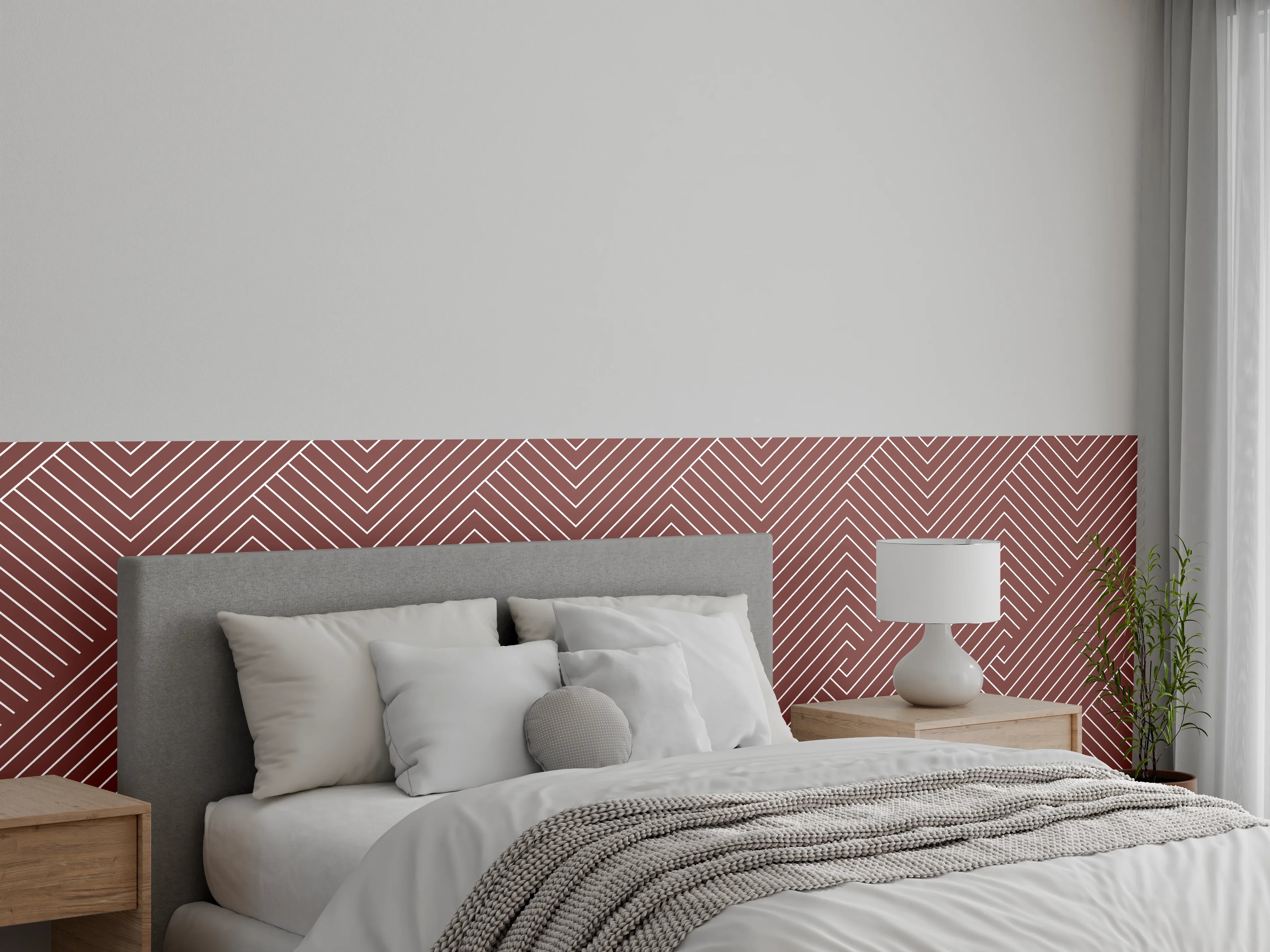 Wandverkleidung Schlafzimmer - Modernes Zickzack-Muster auf Braun
