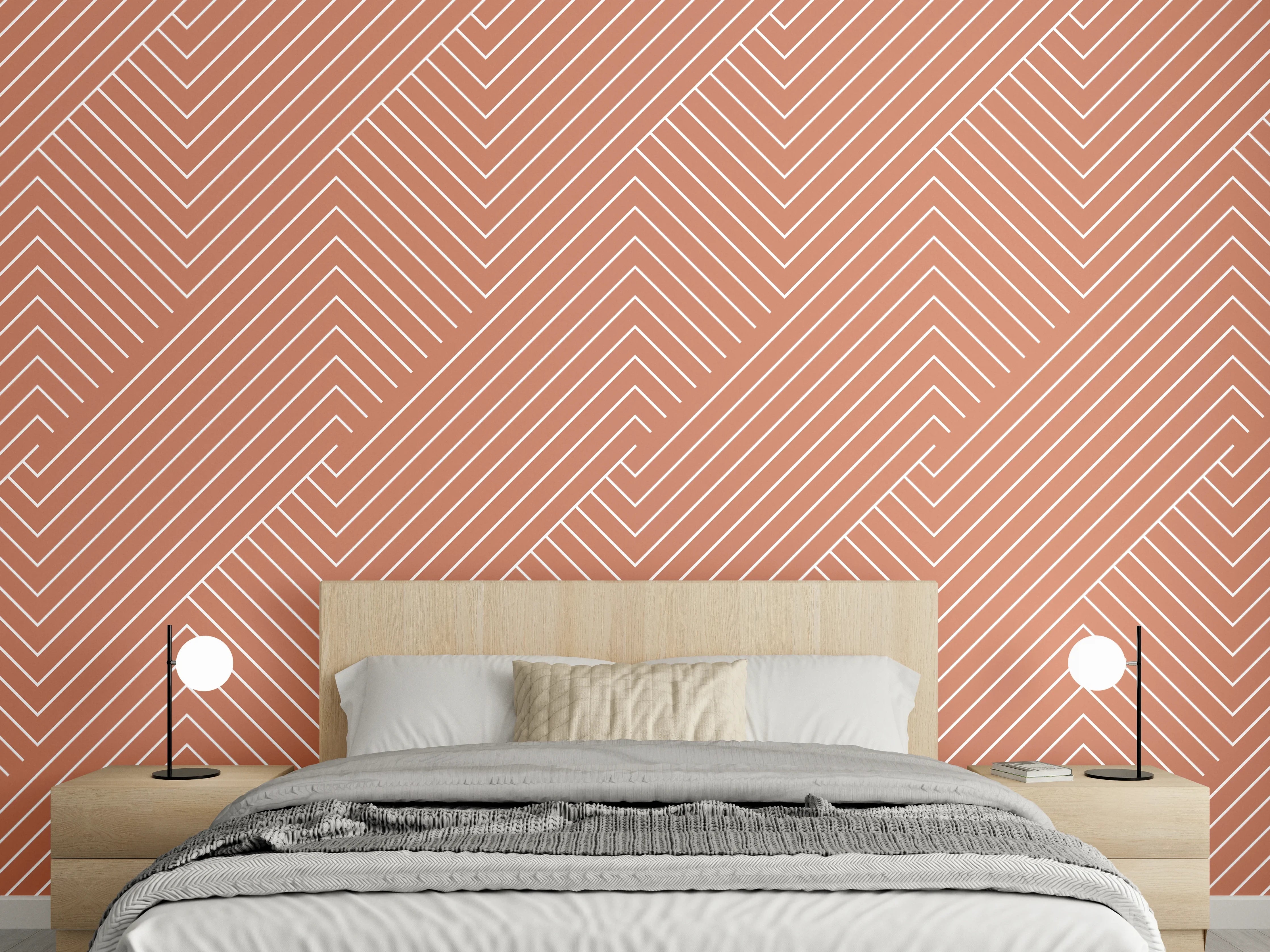 Wandverkleidung Schlafzimmer - Modernes Zickzack-Muster in Terrakotta