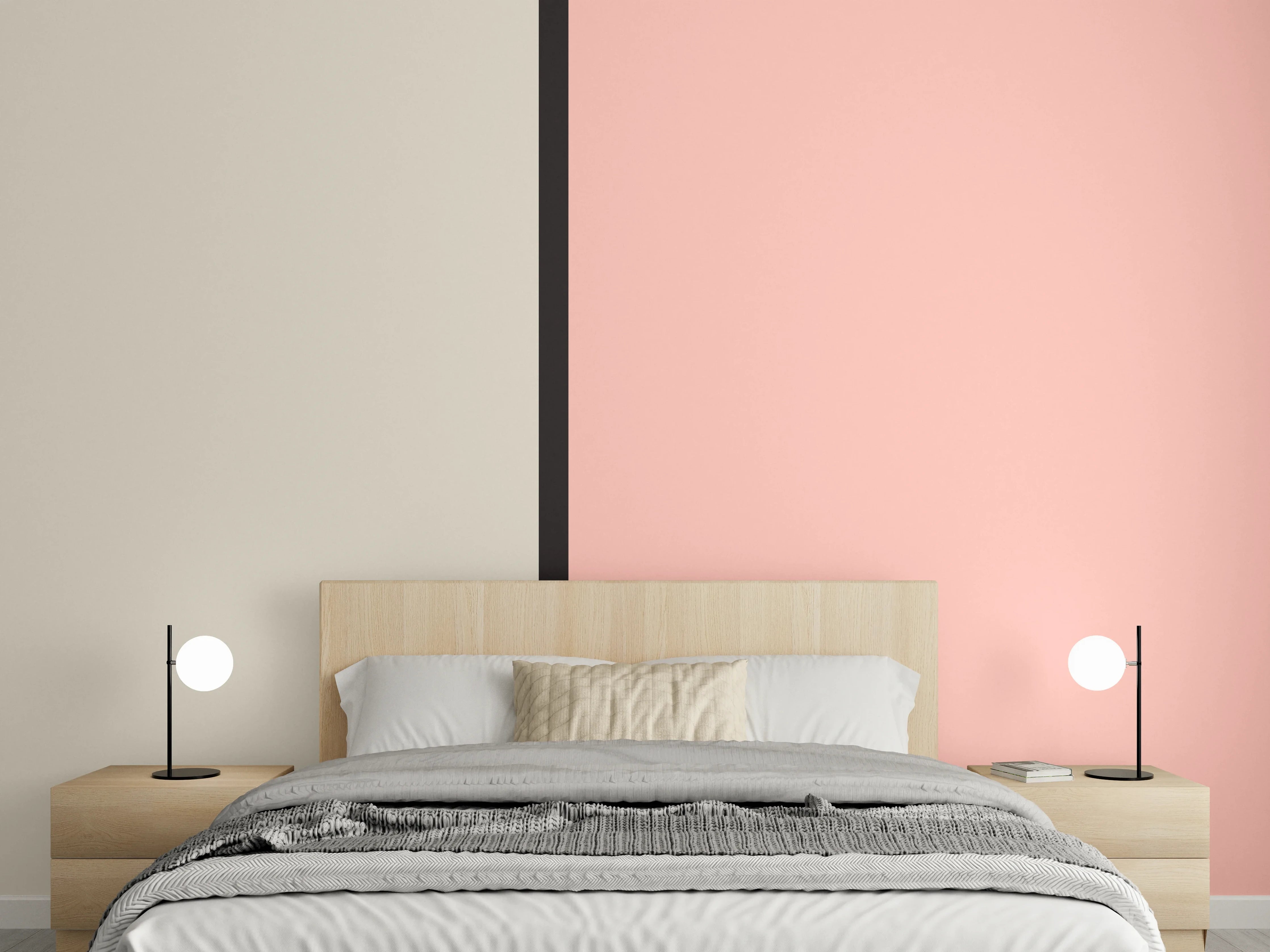 Wandverkleidung Schlafzimmer - Modernes Zweifarb-Design Beige Rosa