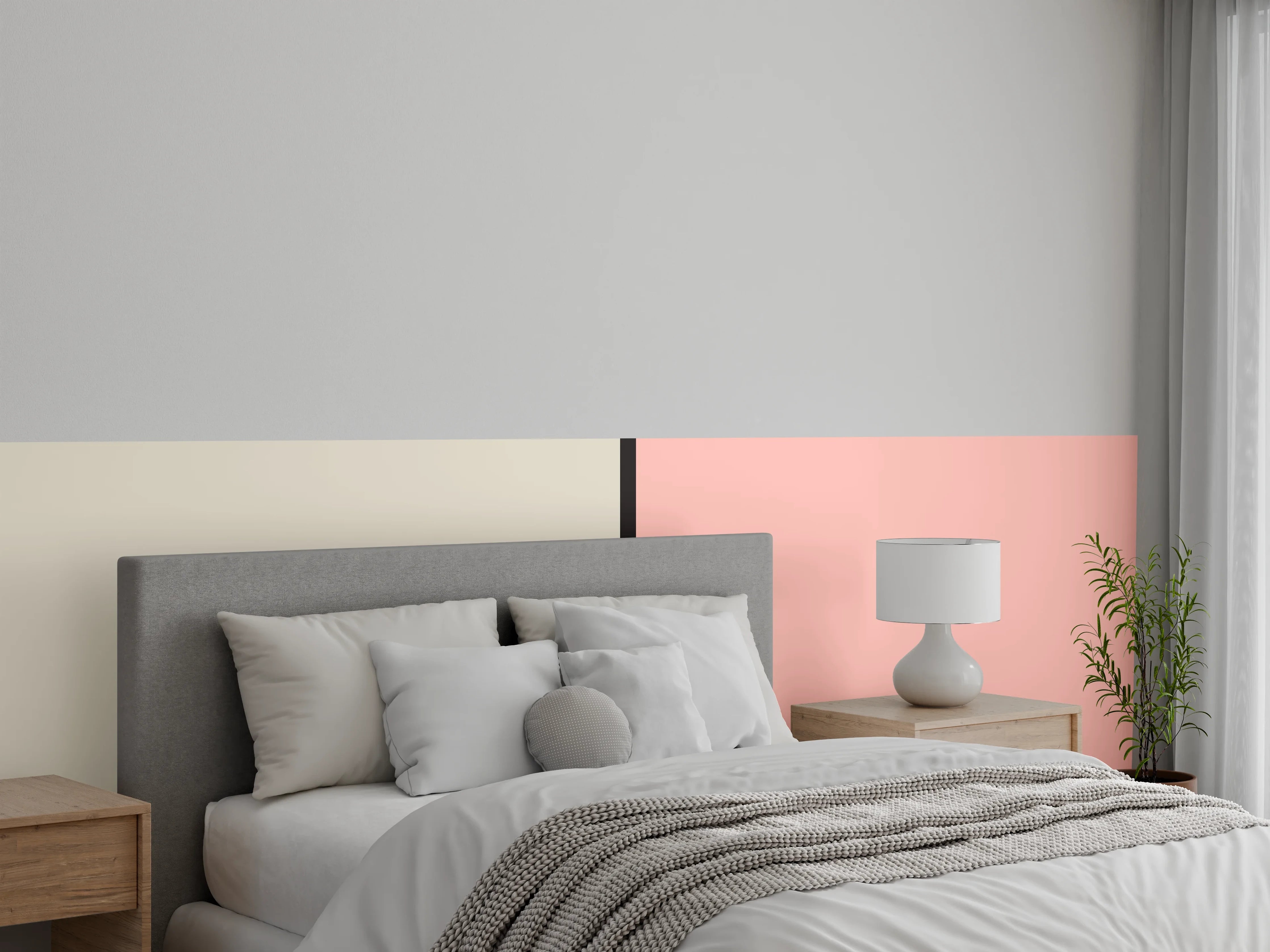 Wandverkleidung Schlafzimmer - Modernes Zweifarb-Design Beige Rosa