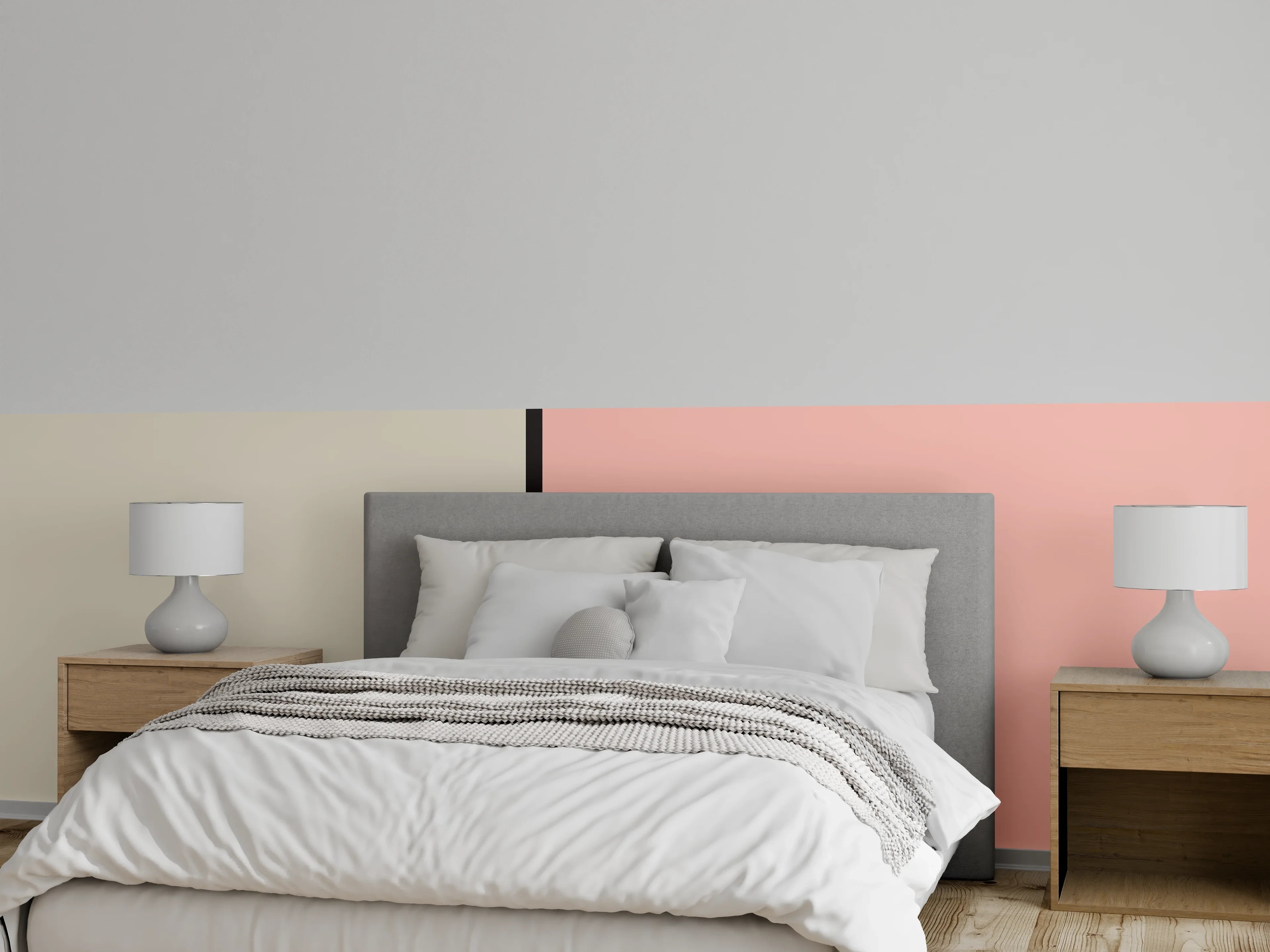 Wandverkleidung Schlafzimmer - Modernes Zweifarb-Design Beige Rosa