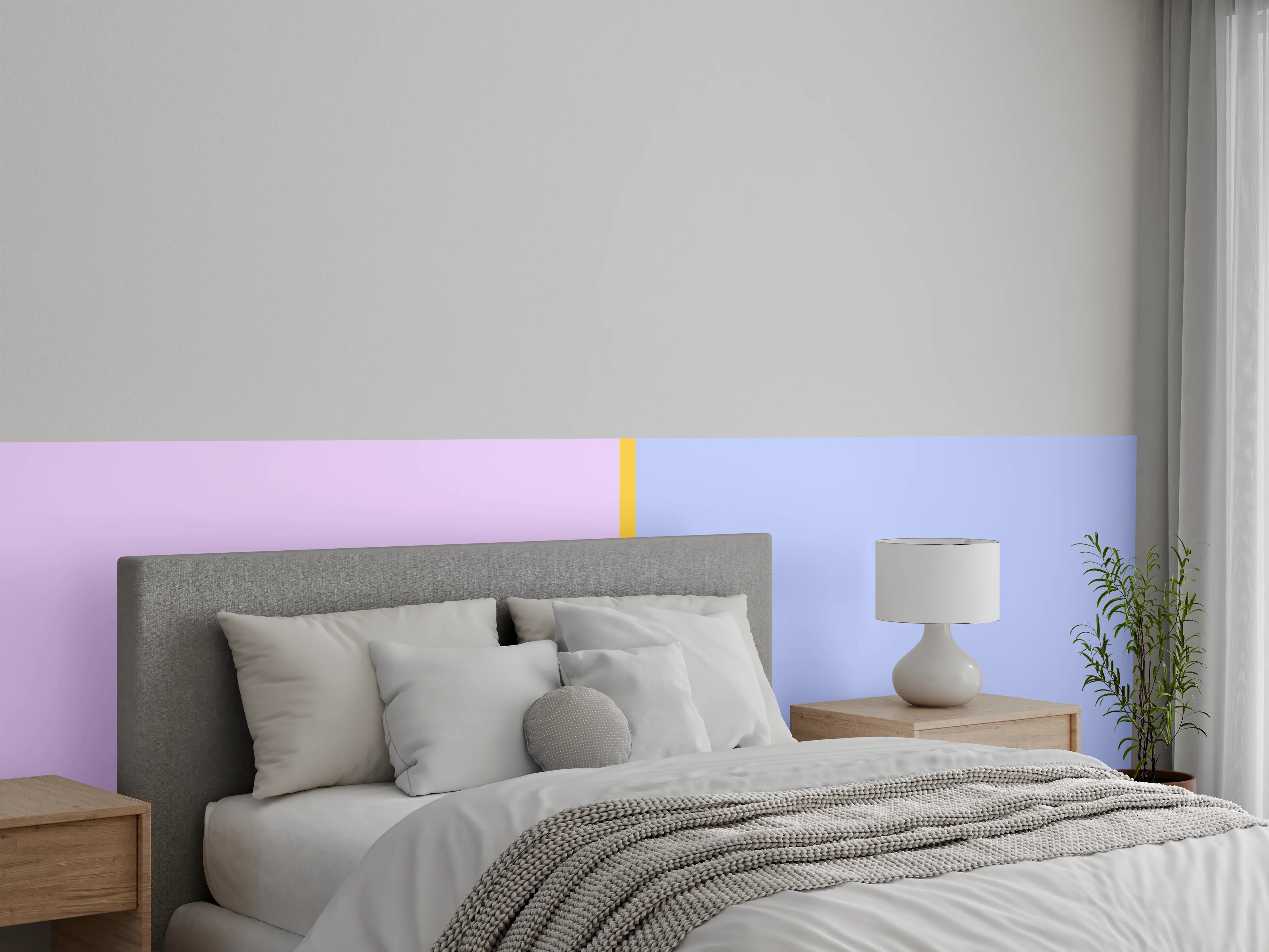 Wandverkleidung Schlafzimmer - Modernes Zweifarb-Design Wandbild