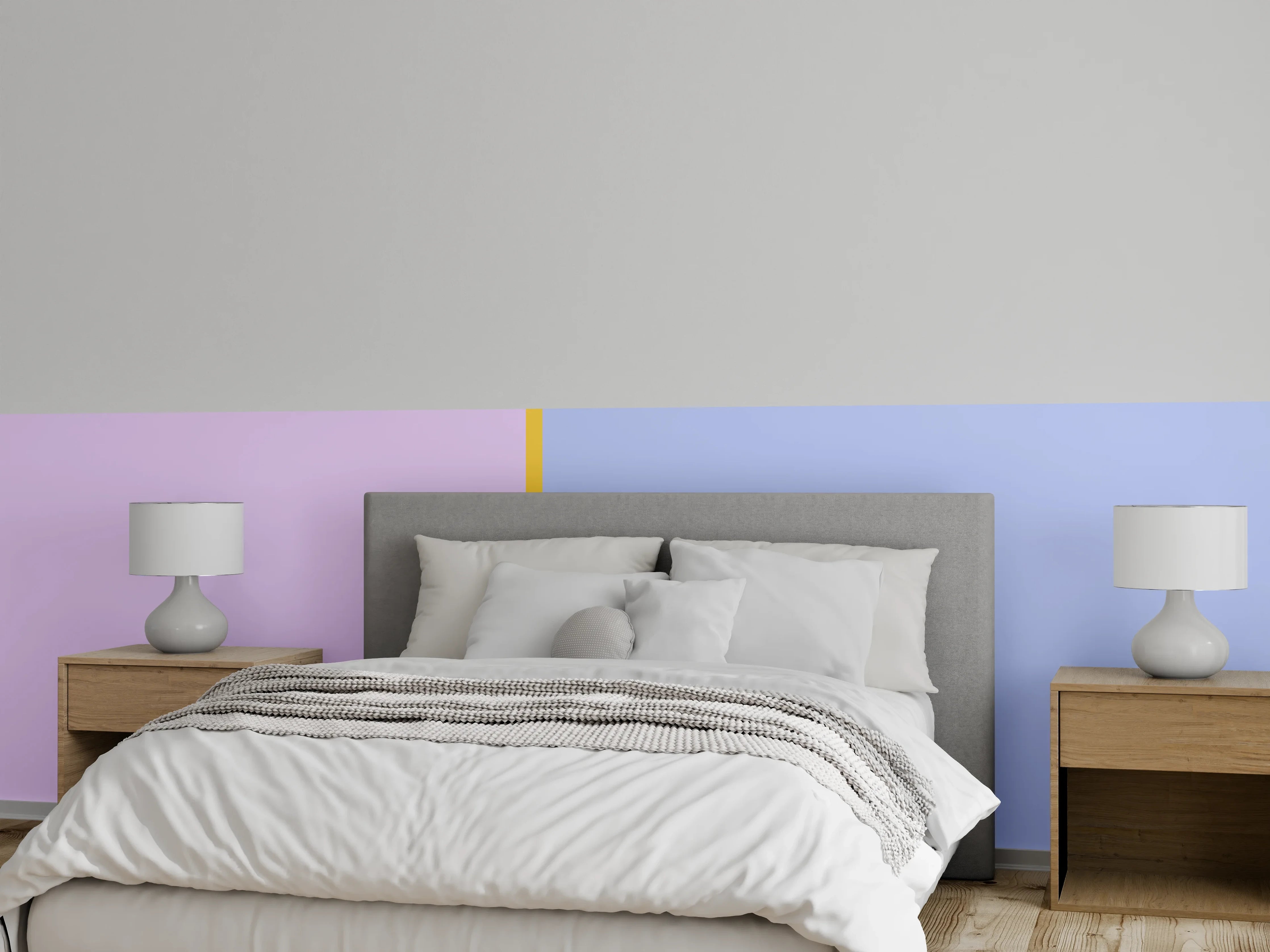 Wandverkleidung Schlafzimmer - Modernes Zweifarb-Design Wandbild