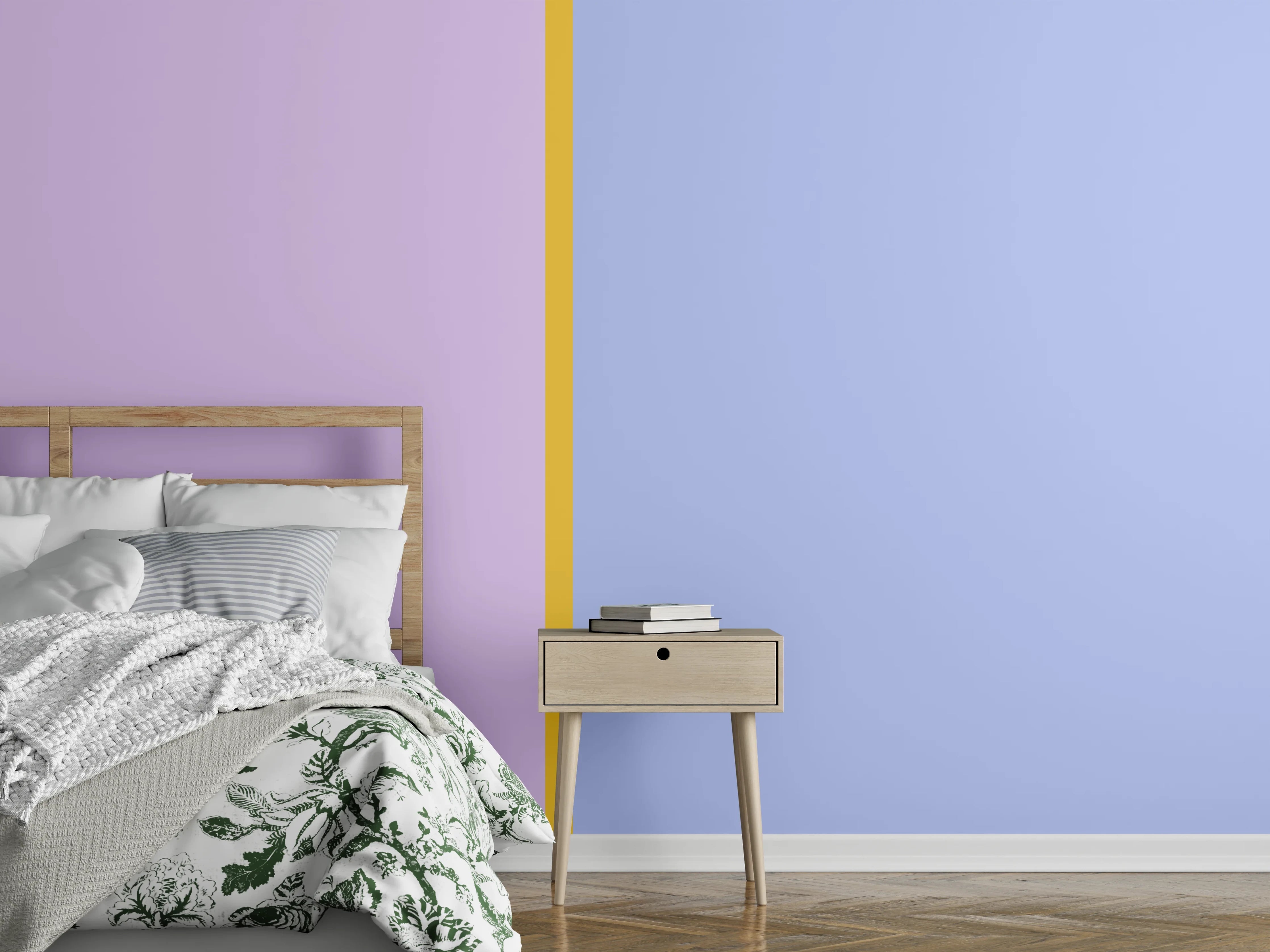 Wandverkleidung Schlafzimmer - Modernes Zweifarb-Design Wandbild