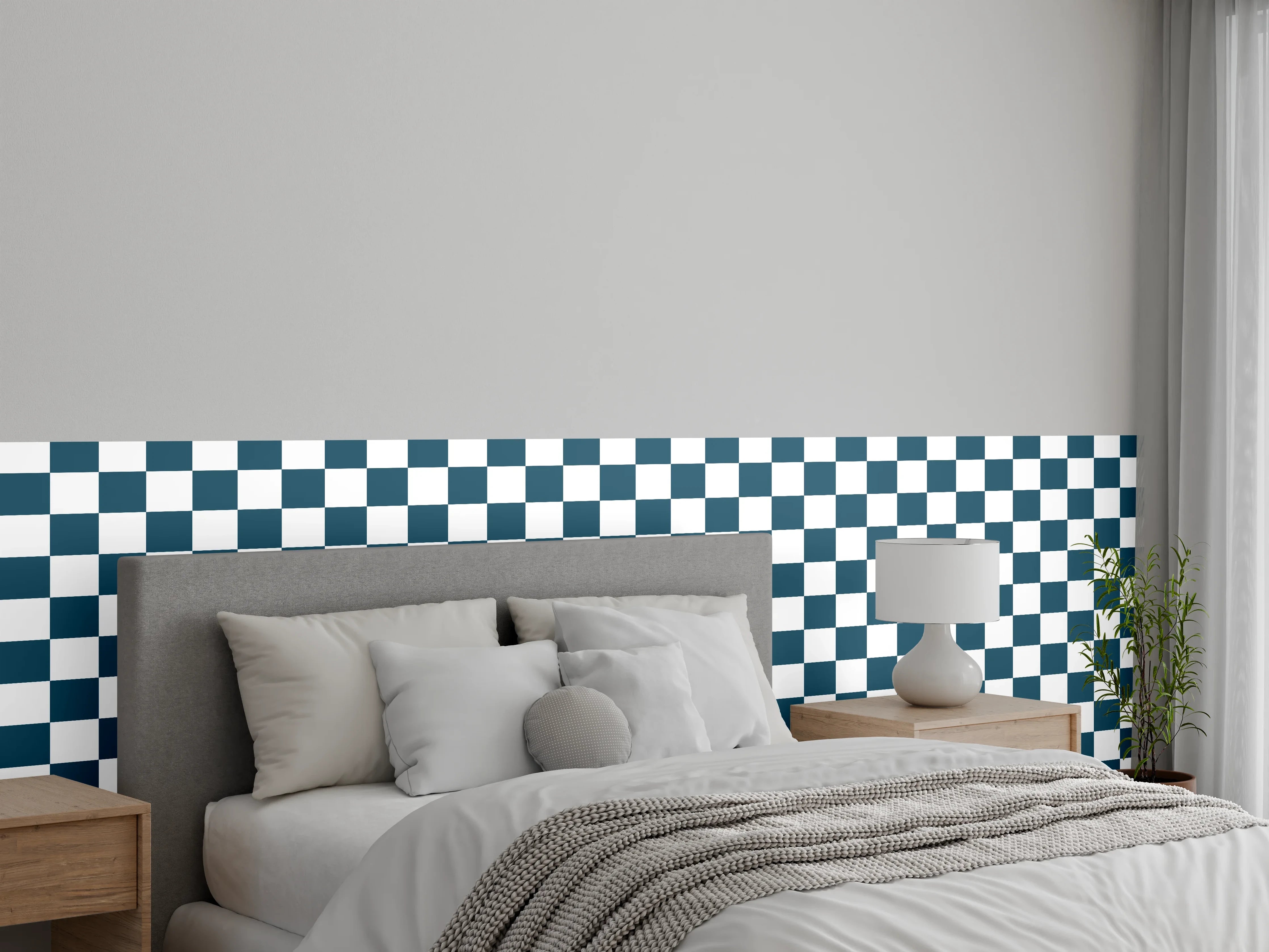 Wandverkleidung Schlafzimmer - Modischer Blaudruck-Muster-Schal