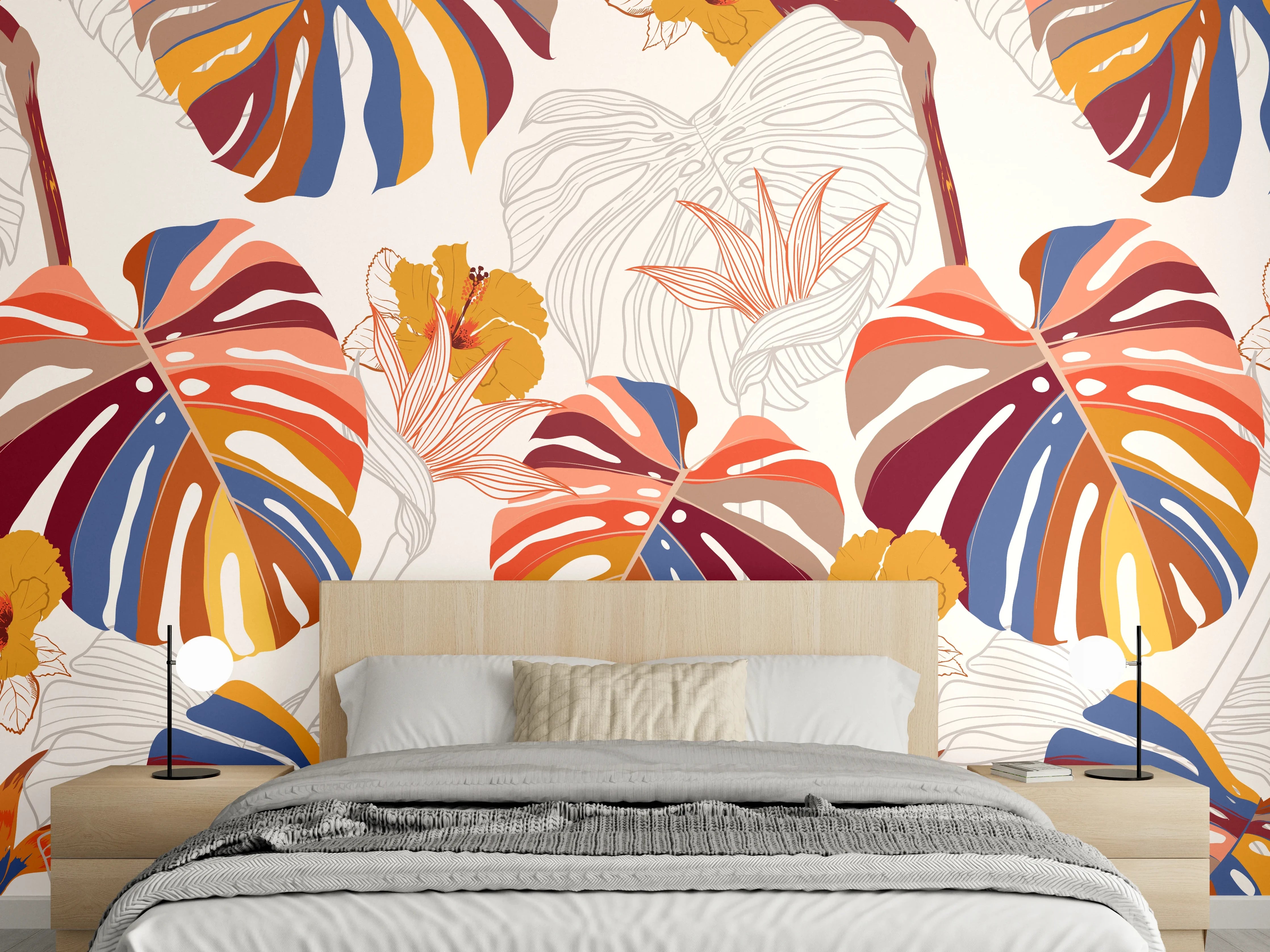 Wandverkleidung Schlafzimmer - Monstera Sunkiss Tropic