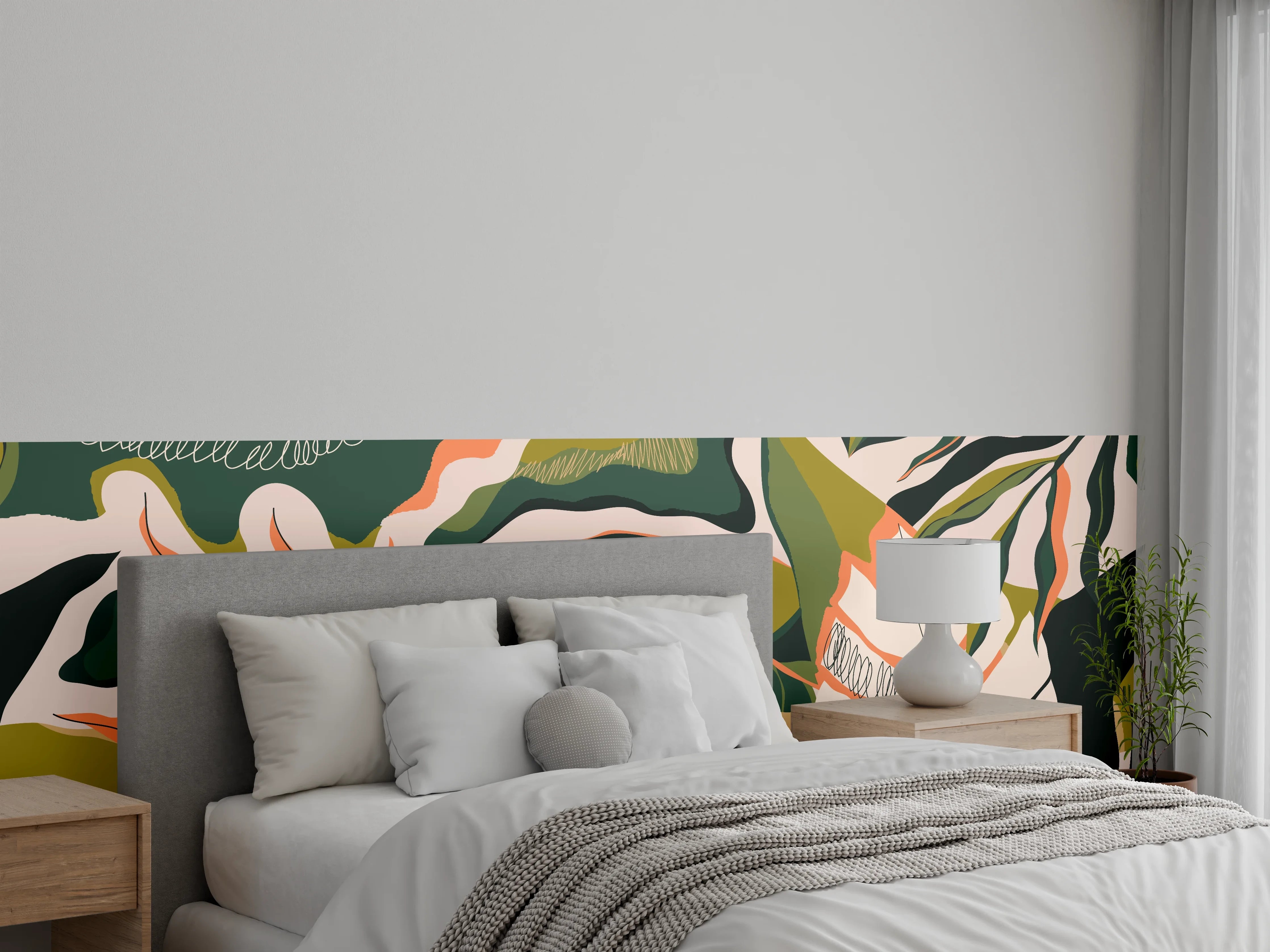 Wandverkleidung Schlafzimmer - Monstera Tropic Blattmuster