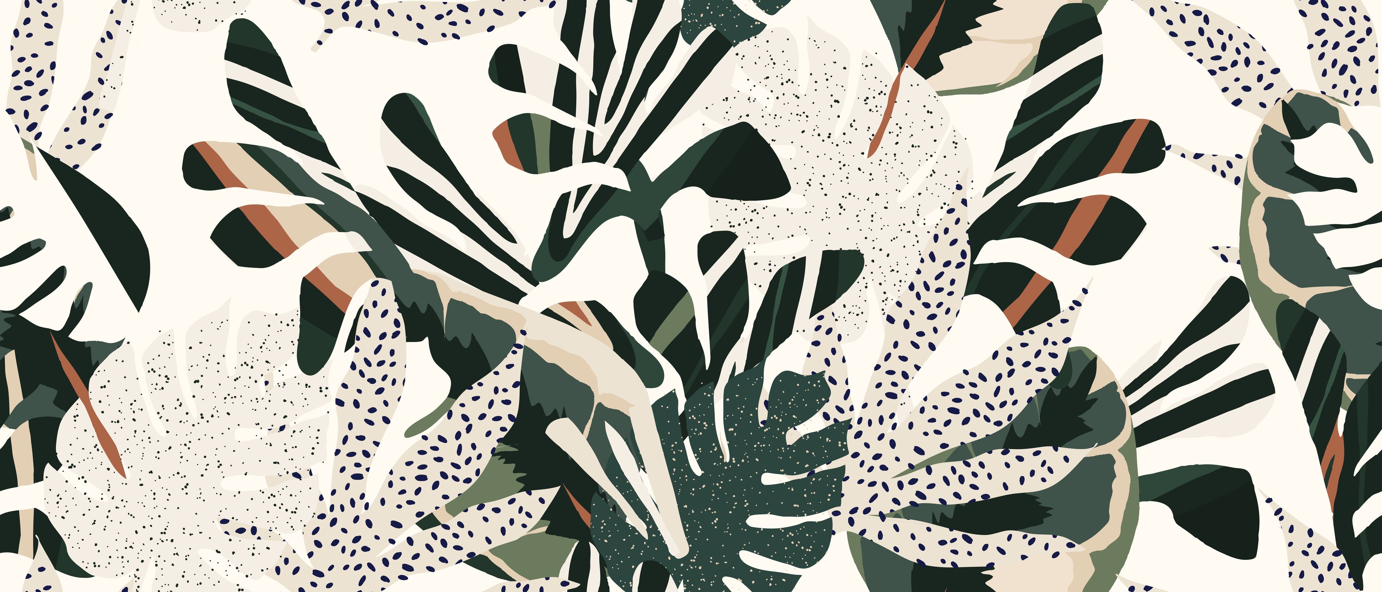 Wandverkleidung Schlafzimmer-Monstera Tropic Grün-Beige