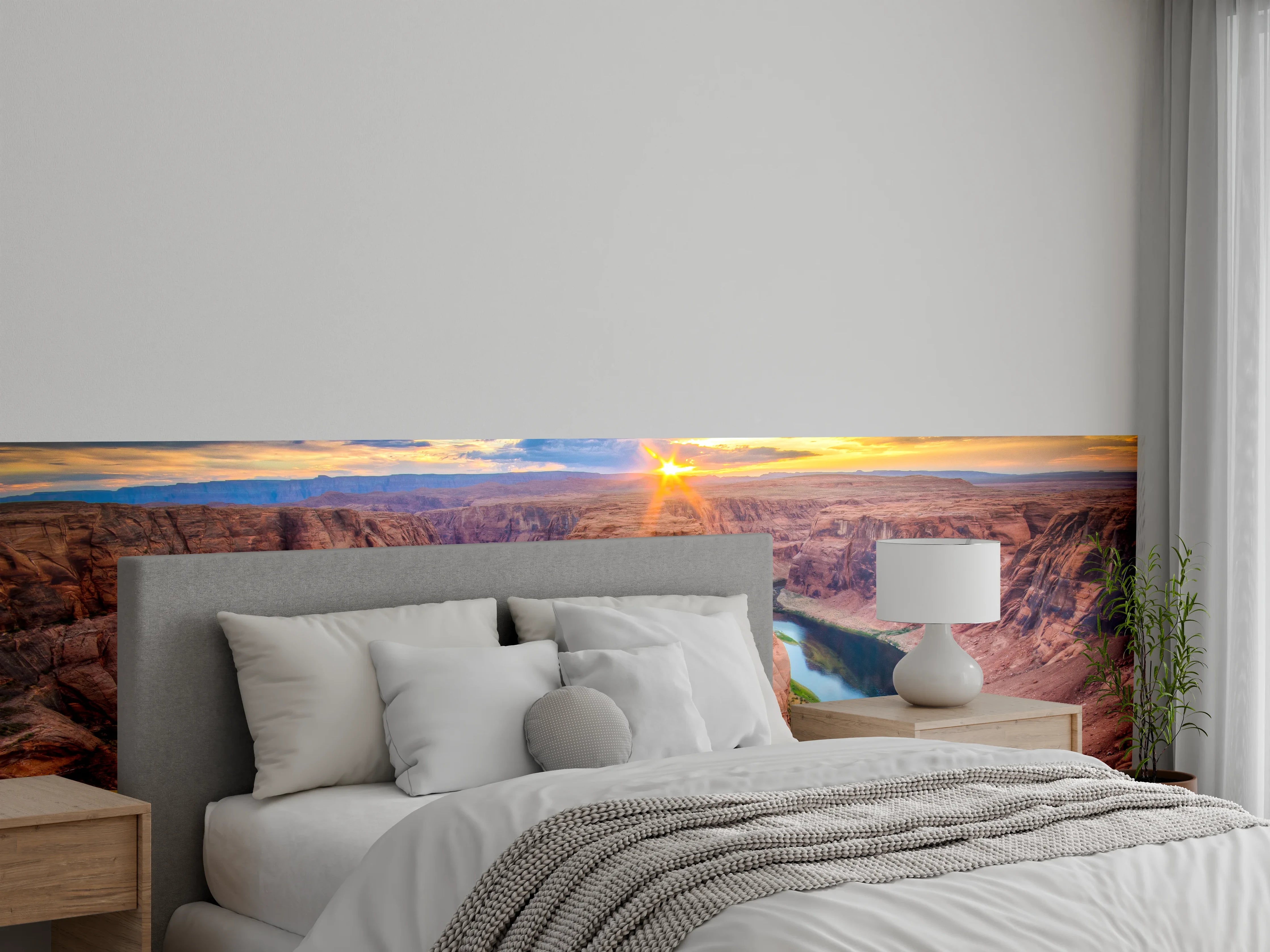 Wandverkleidung Schlafzimmer - Morgenlicht an grauen Klippen