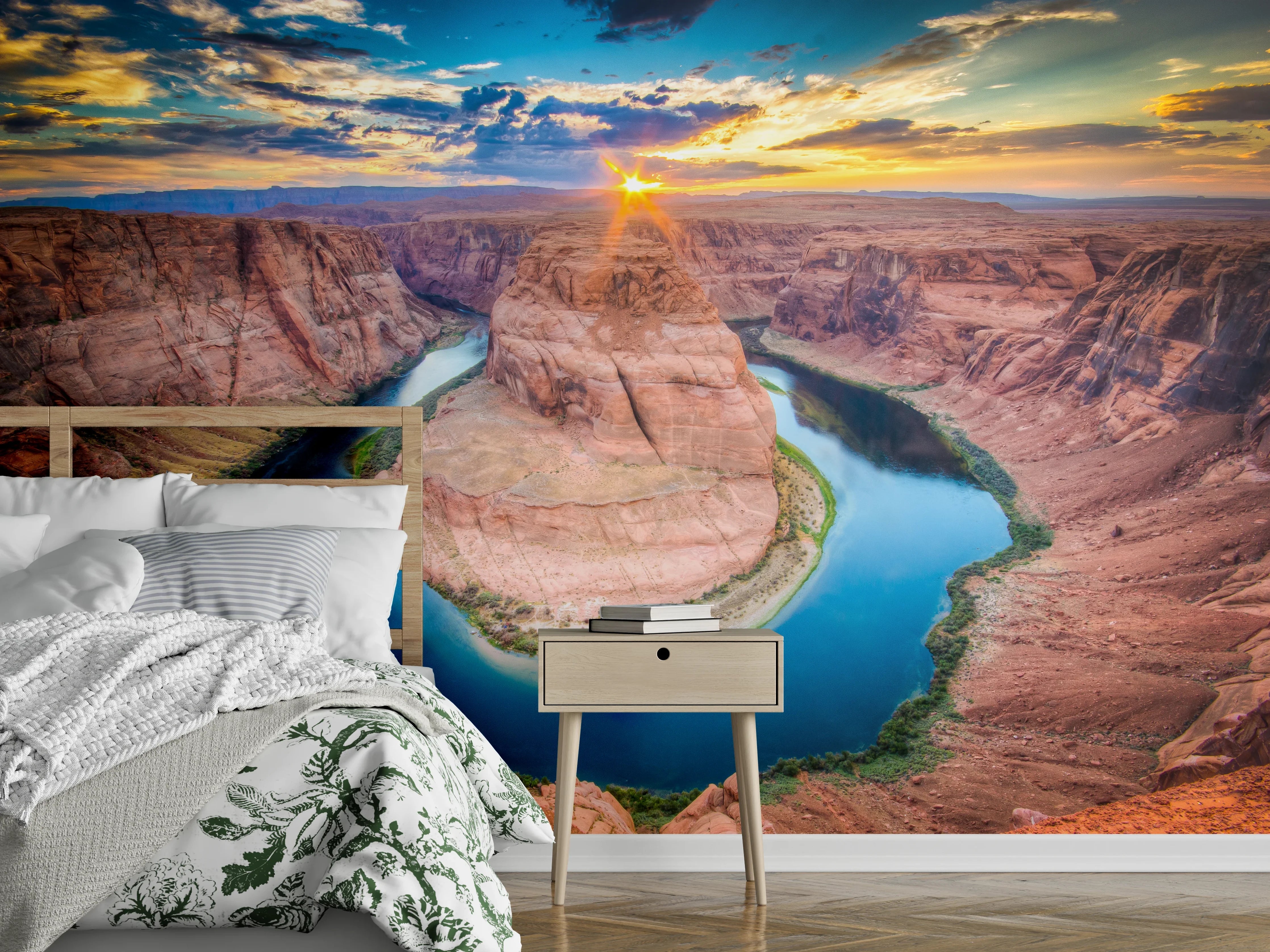 Wandverkleidung Schlafzimmer - Morgenlicht an grauen Klippen