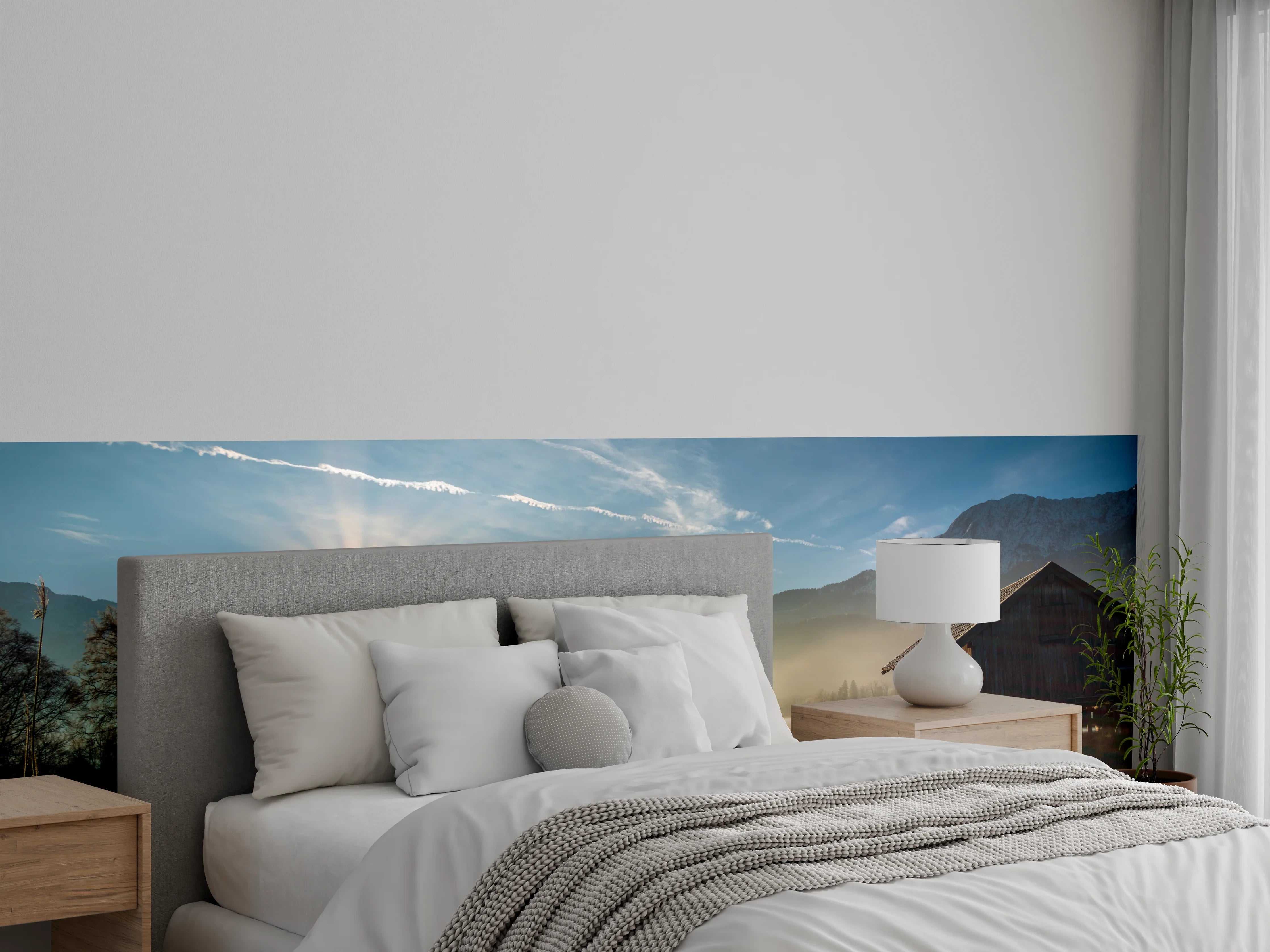 Wandverkleidung Schlafzimmer - Morgensonne am Bergsee – Idylle pur