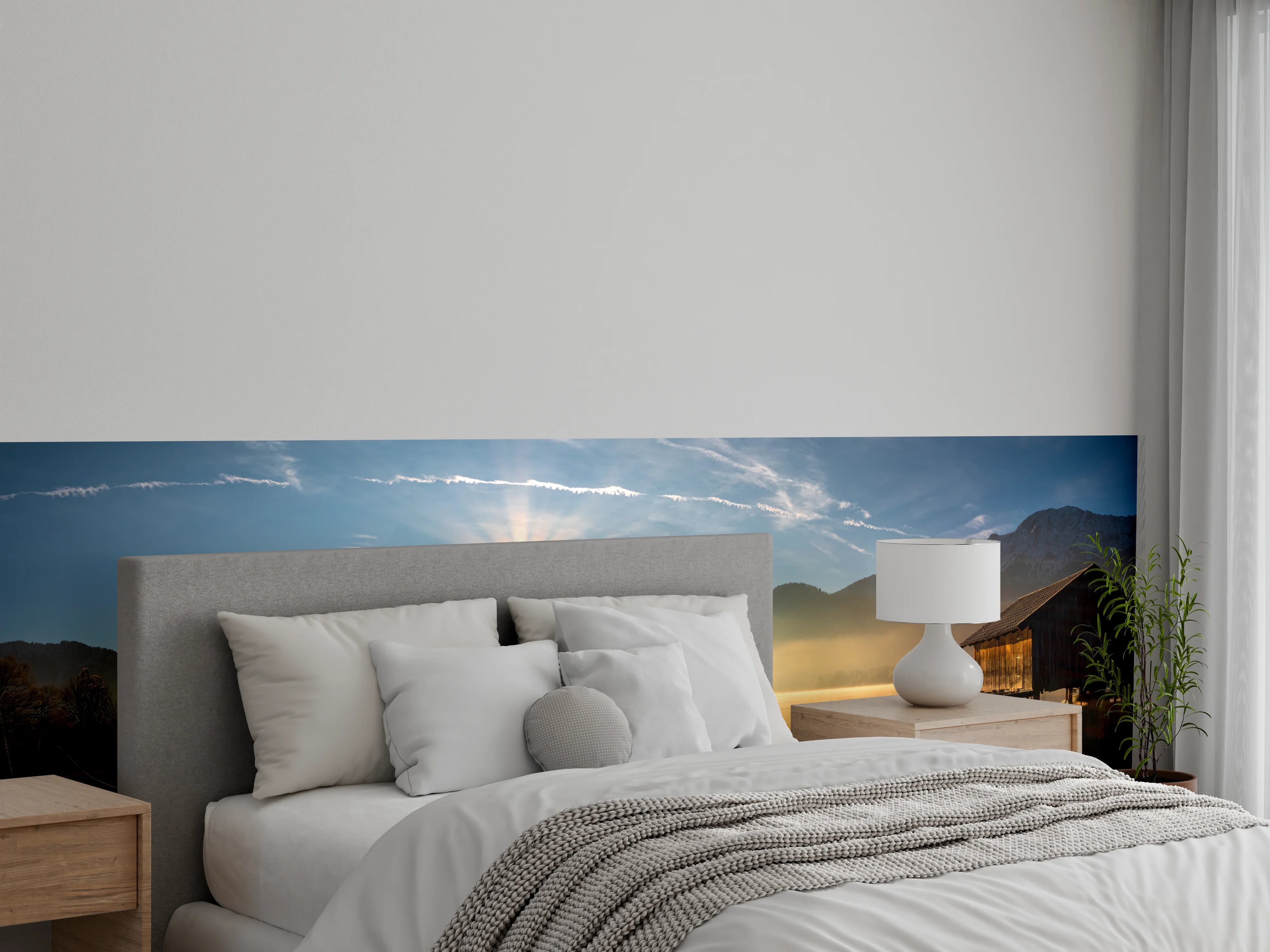 Wandverkleidung Schlafzimmer - Morgensonnenblick auf den Bayerischen Kochelsee