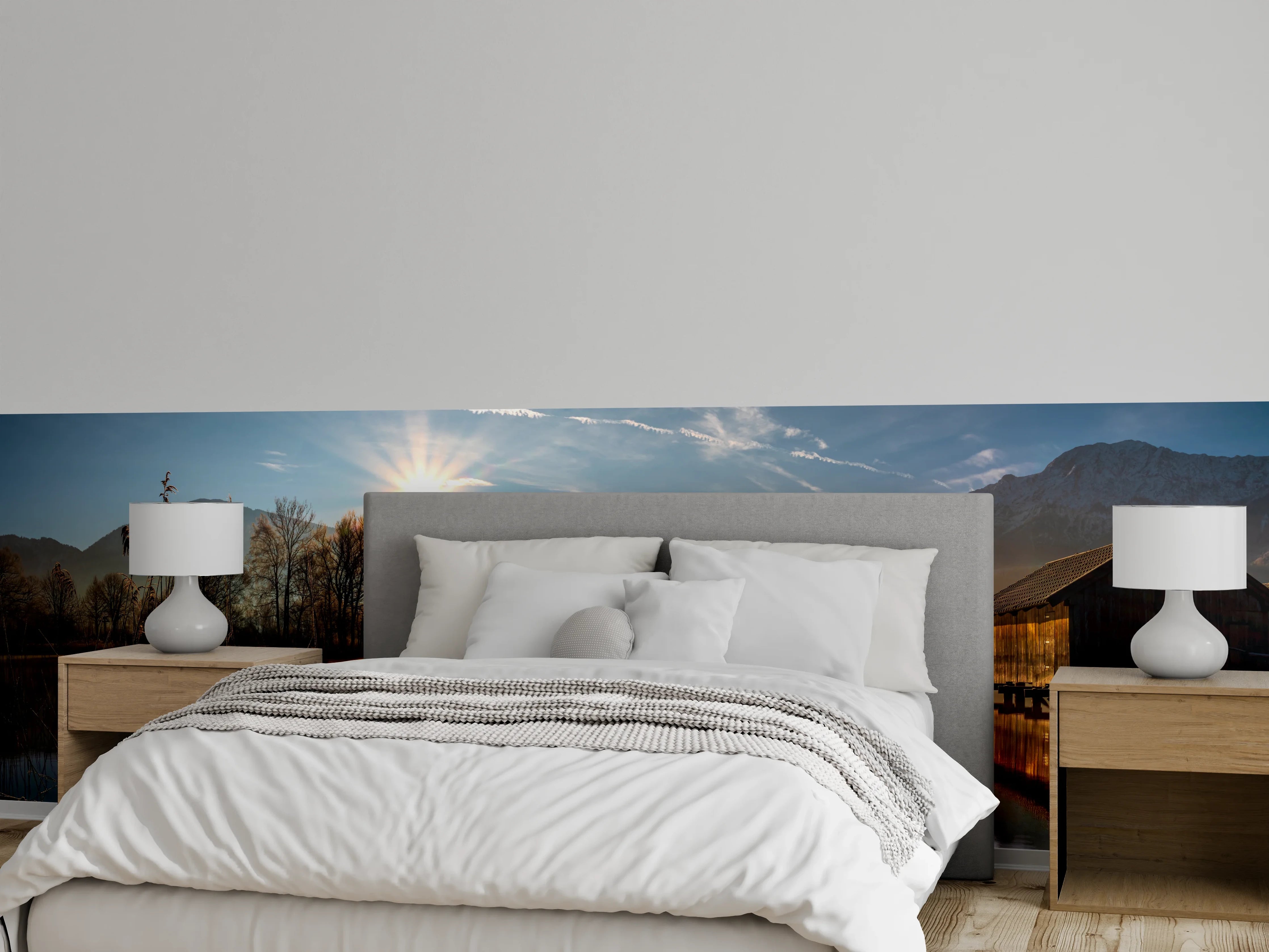Wandverkleidung Schlafzimmer - Morgensonnenblick auf den Bayerischen Kochelsee