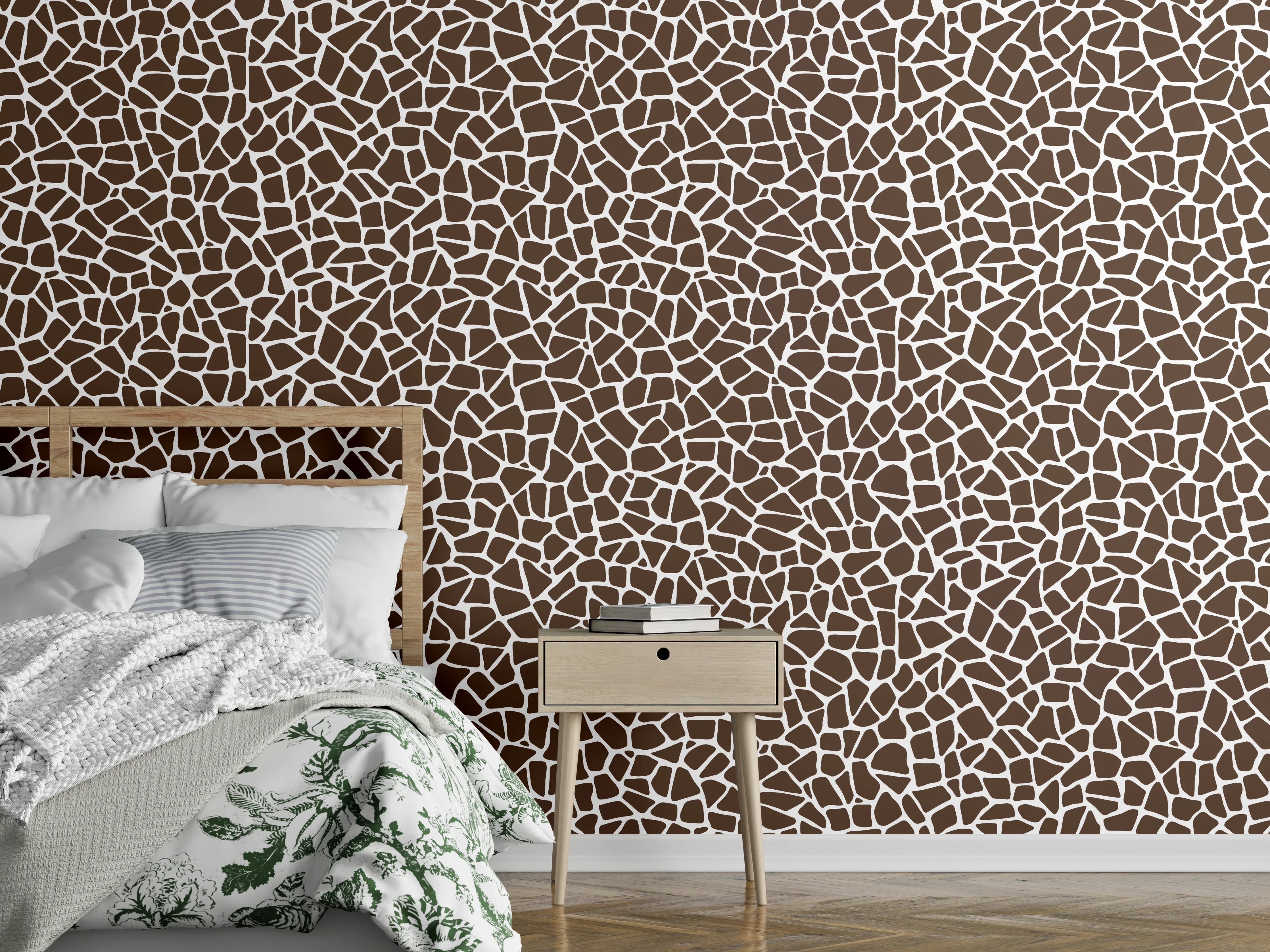 Wandverkleidung Schlafzimmer - Mosaik Muster Braun Weiß modern