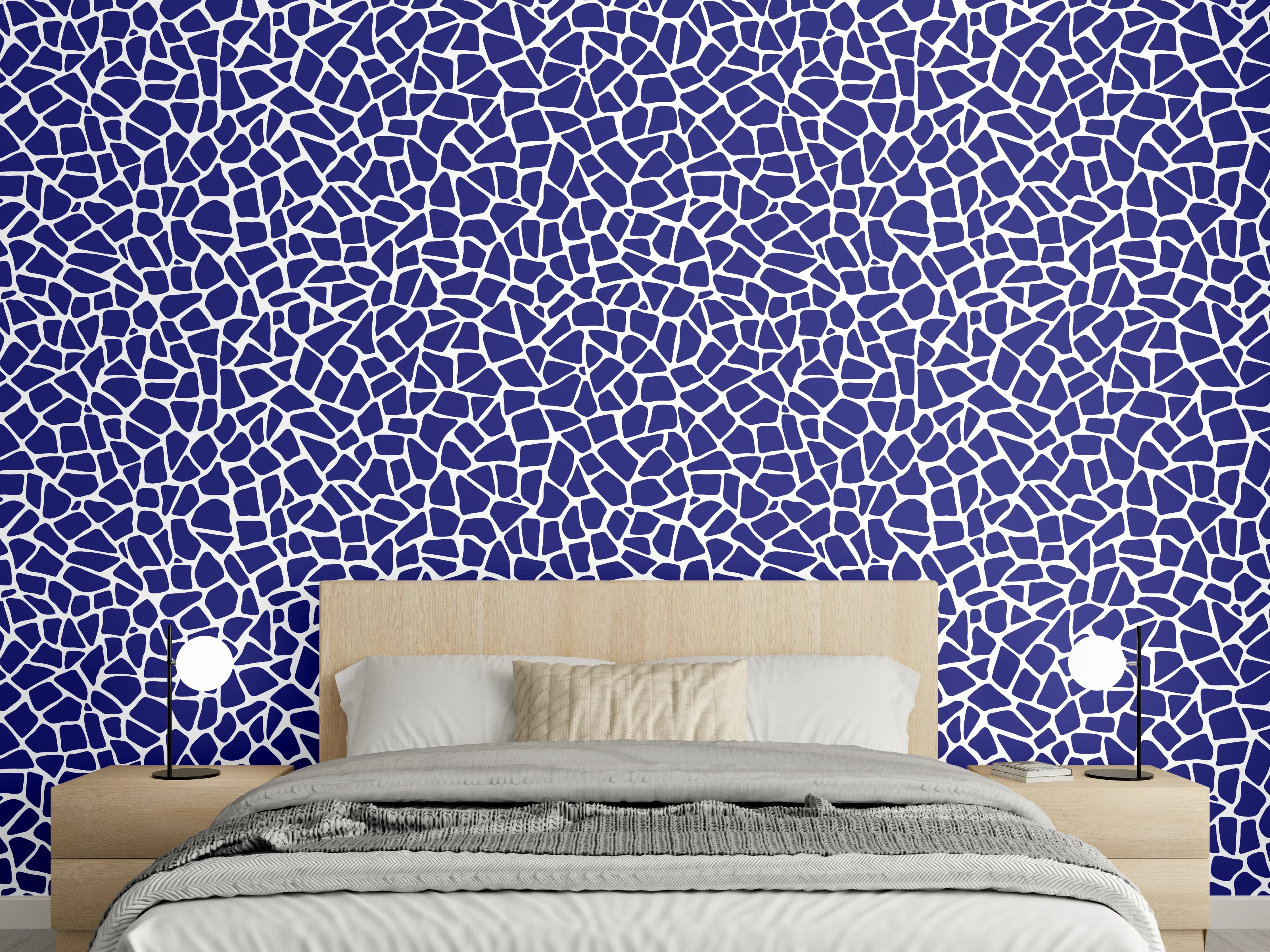 Wandverkleidung Schlafzimmer - Mosaikmuster Blau-Weiß für moderne Räume