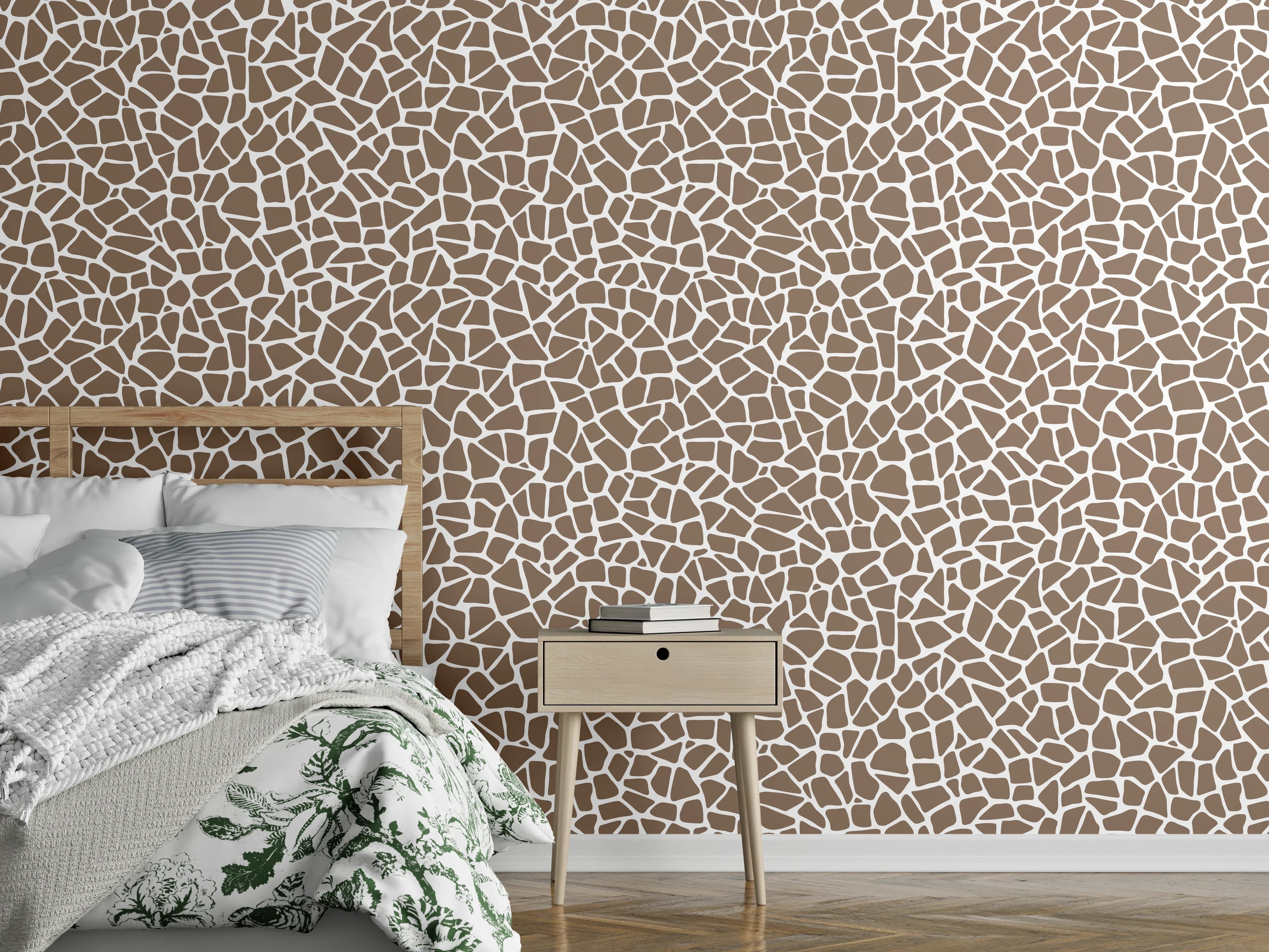 Wandverkleidung Schlafzimmer - Mosaikmuster Braun-Weiß modern strukturiert