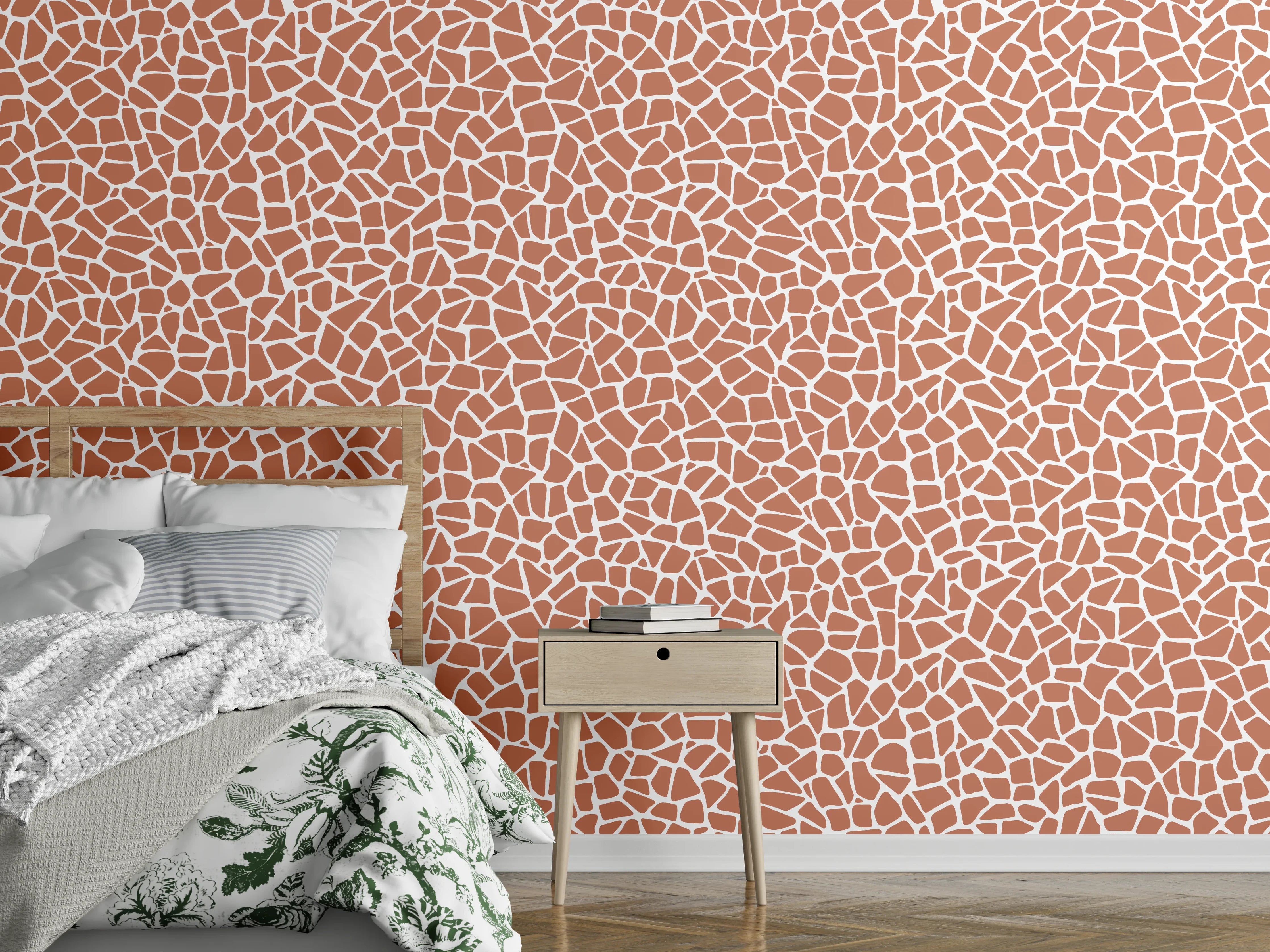 Wandverkleidung Schlafzimmer - Mosaikmuster in Terrakottaoptik
