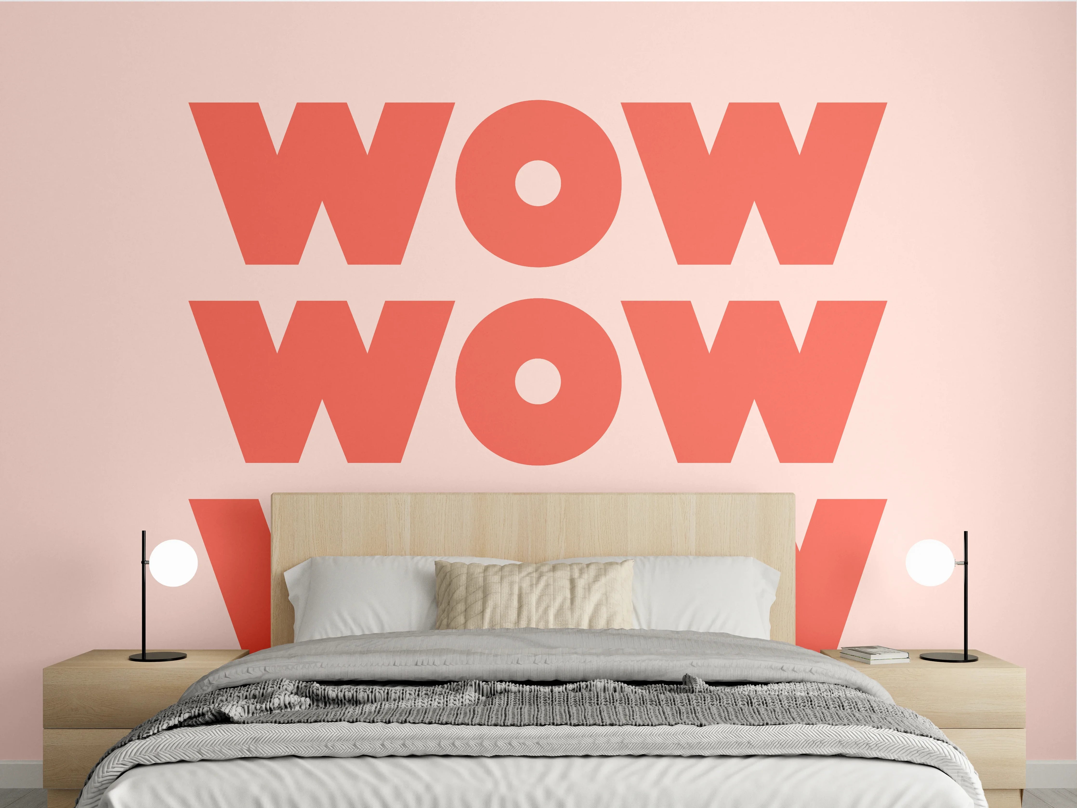 Wandverkleidung Schlafzimmer - Motivationaler 'WOW' Typografie-Print
