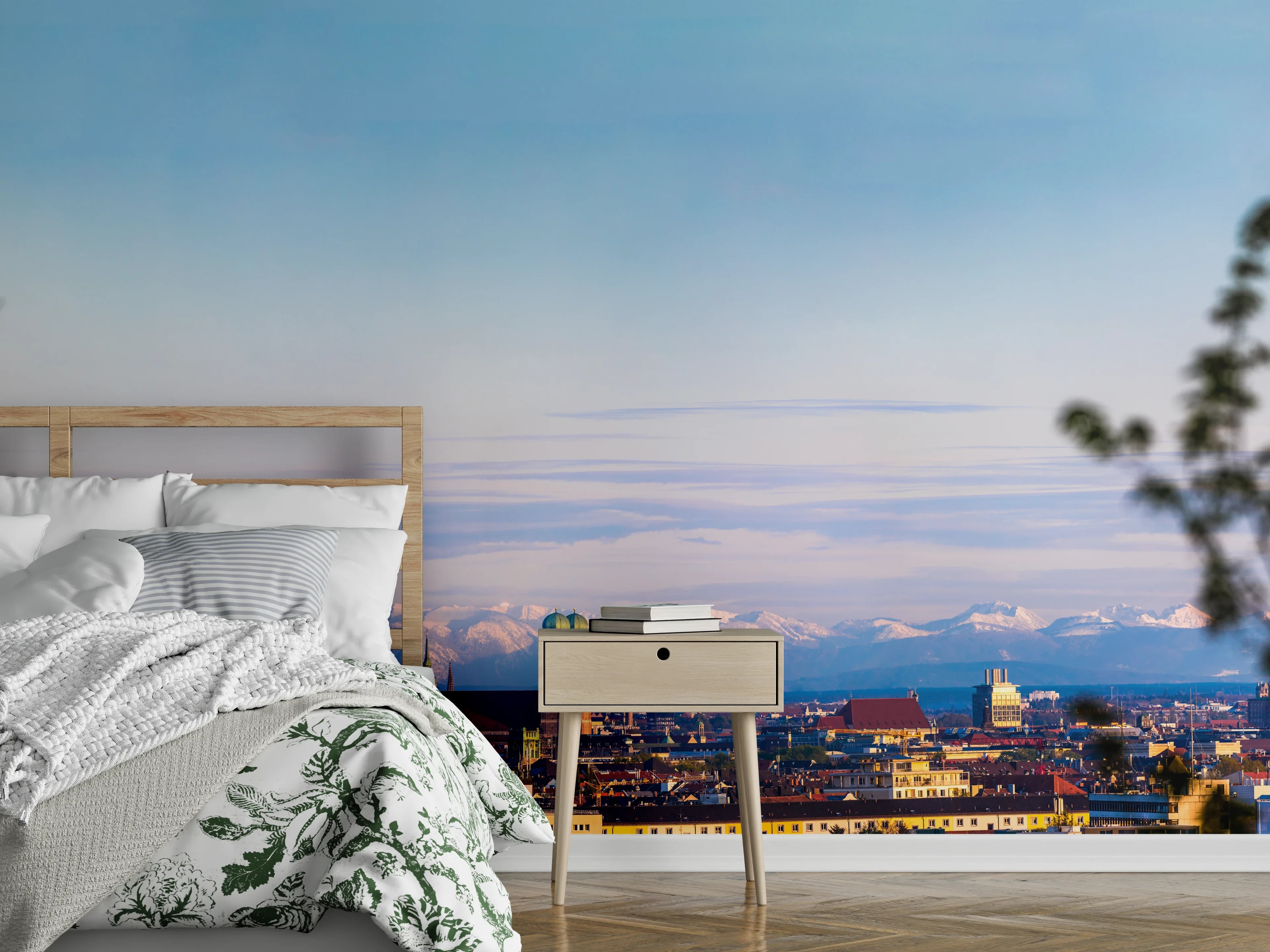 Wandverkleidung Schlafzimmer - München Alpen Panorama
