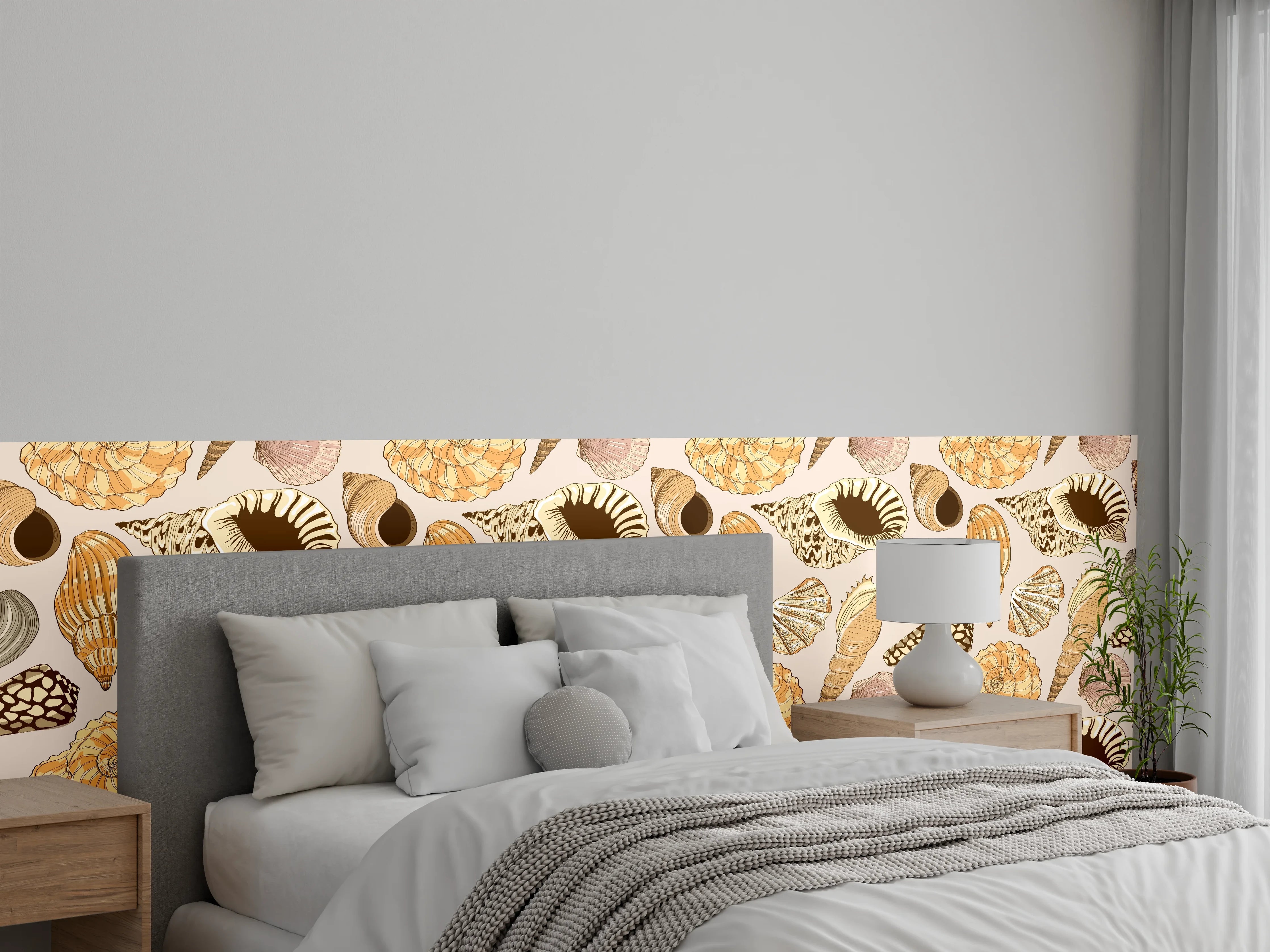 Wandverkleidung Schlafzimmer - Muschelmuster Beige-Orange