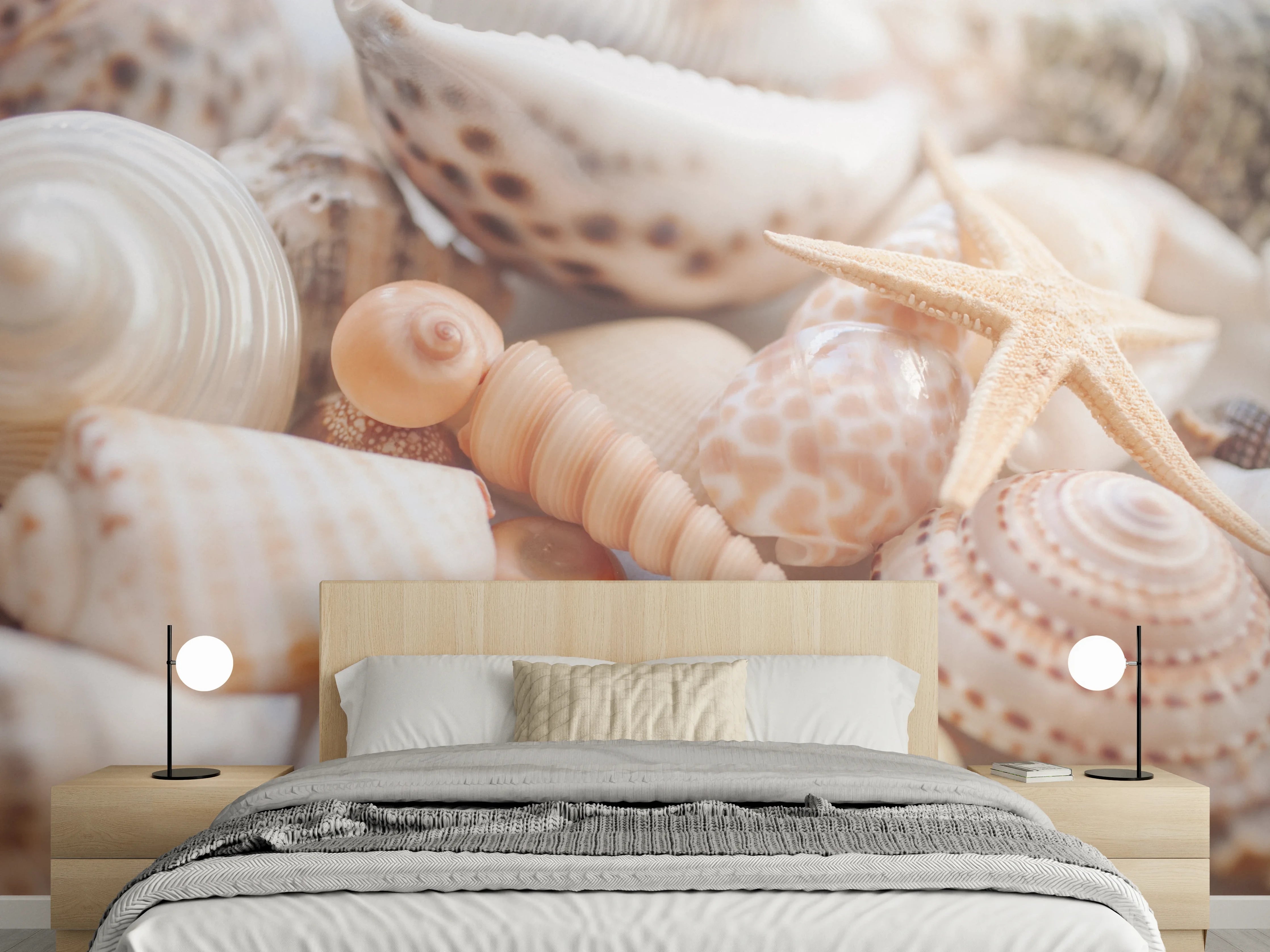 Wandverkleidung Schlafzimmer - Muscheln und Seesterne Strandmotive