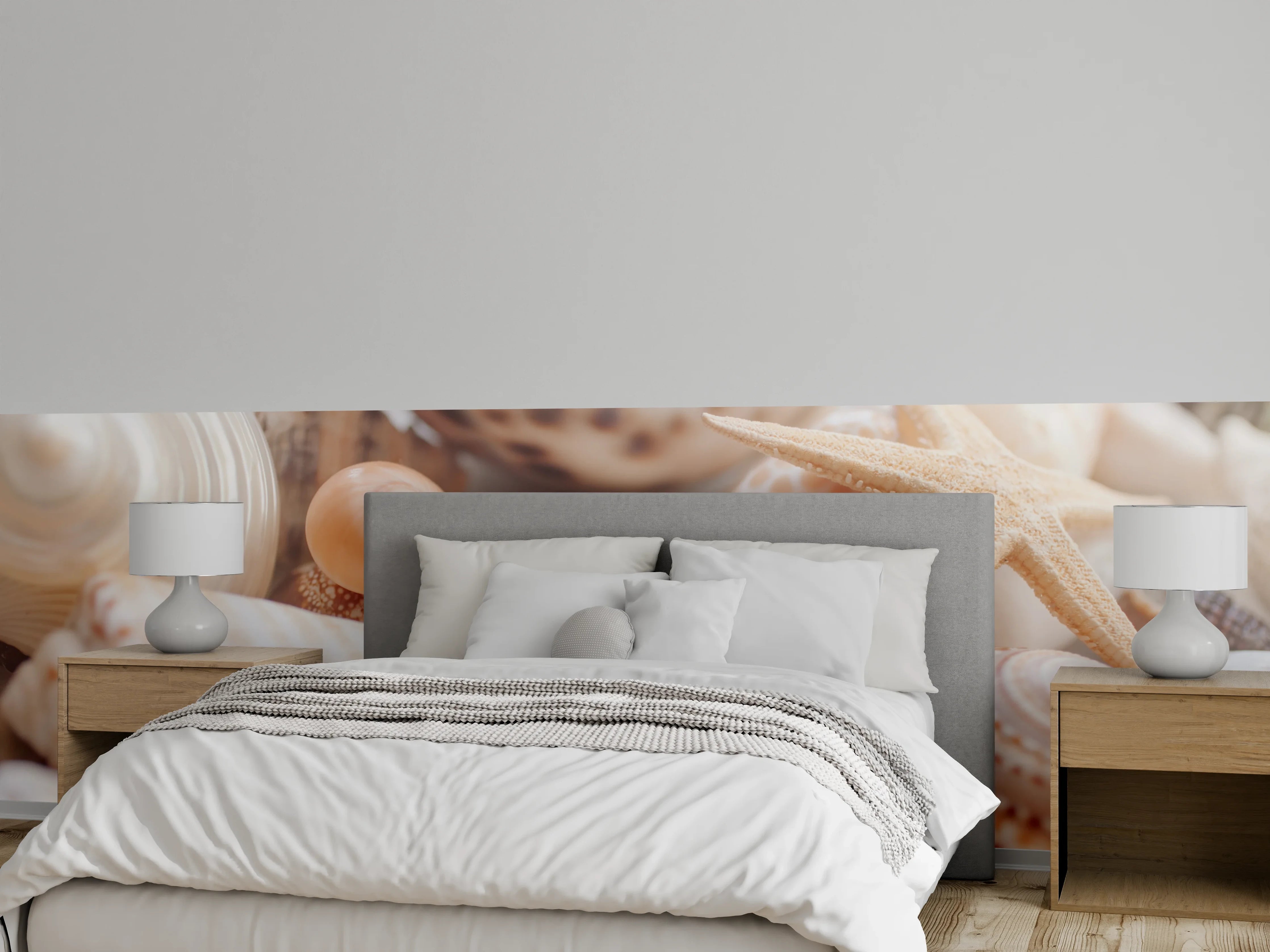 Wandverkleidung Schlafzimmer - Muscheln und Seesterne Strandmotive