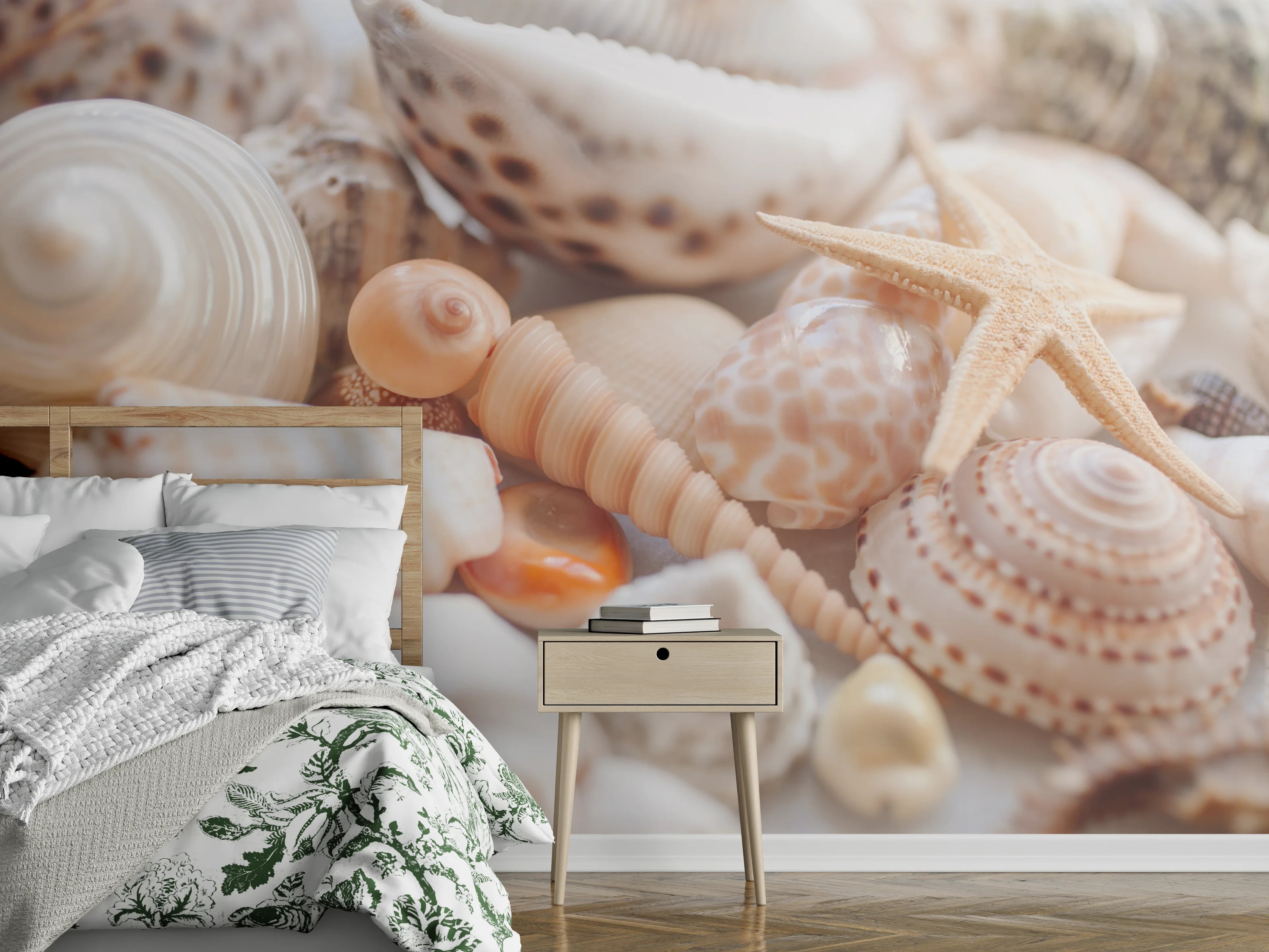 Wandverkleidung Schlafzimmer - Muscheln und Seesterne Strandmotive