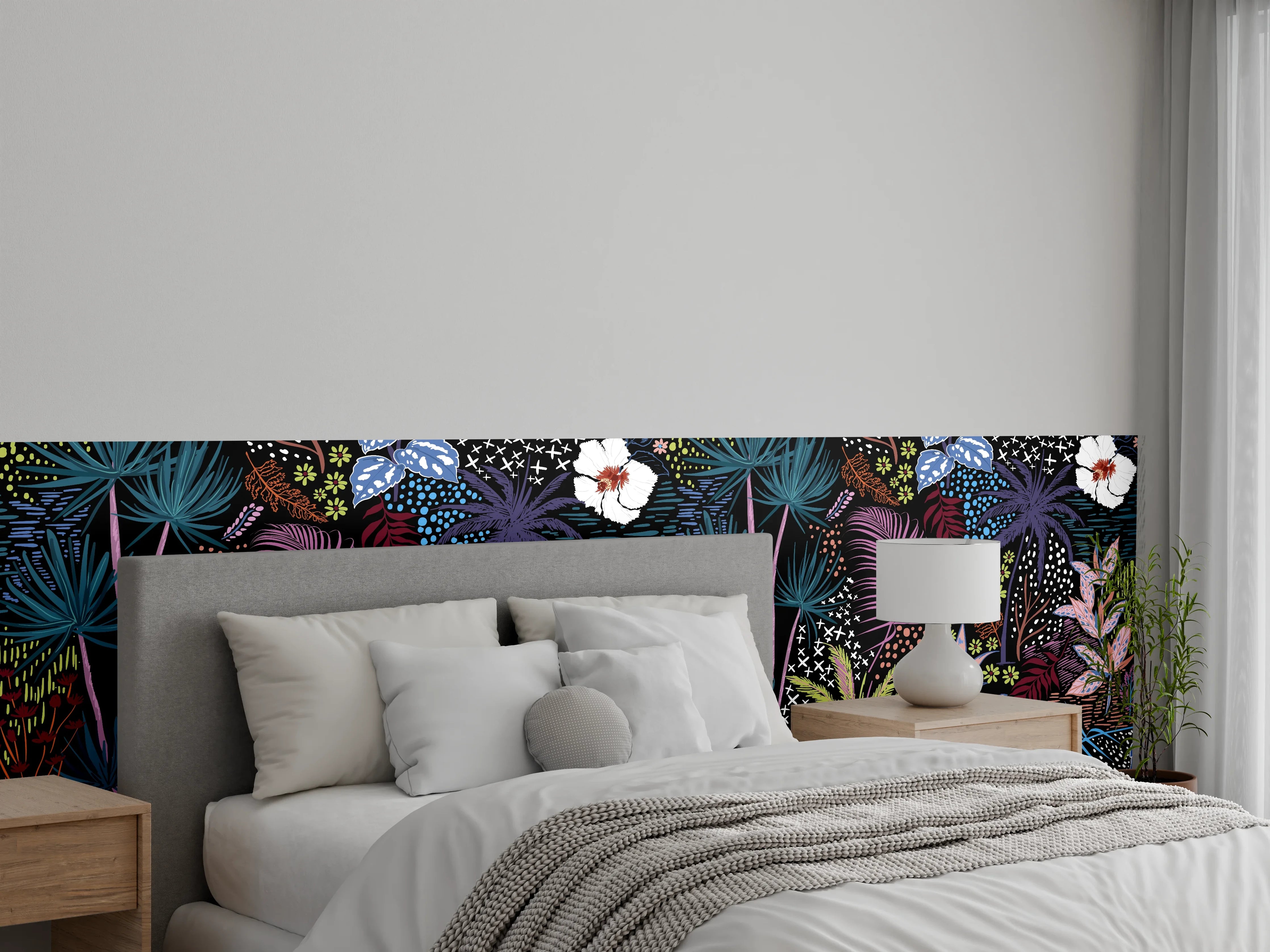 Wandverkleidung Schlafzimmer - Mystic Tropic Pflanzenmuster